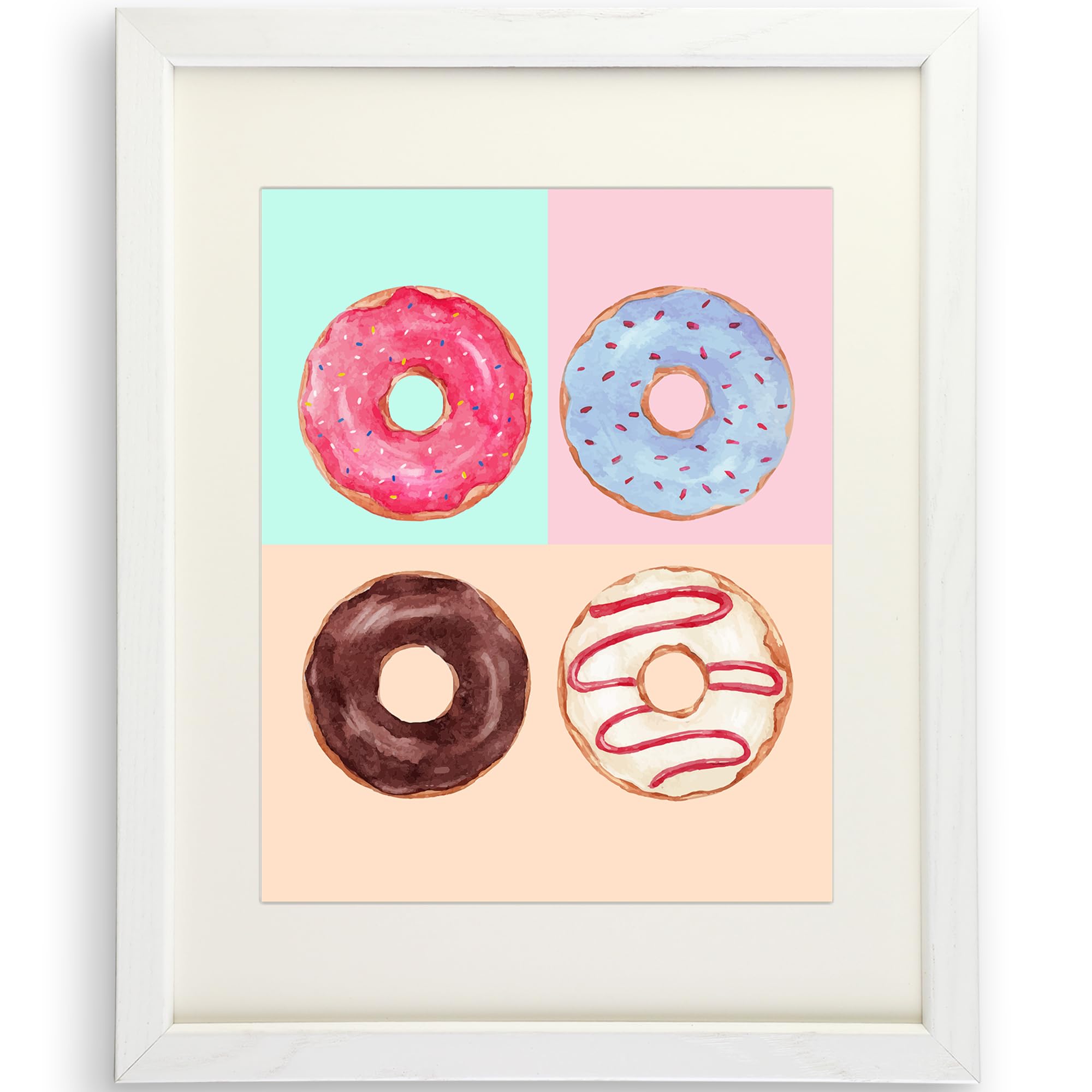 Donut Art Print - 8x10 Unframed Wall Decor | Whimsical Donut Lovers Gift & Kitchen Art | Perfect for Home, Cafe, Bakery & Bedroom Decorations