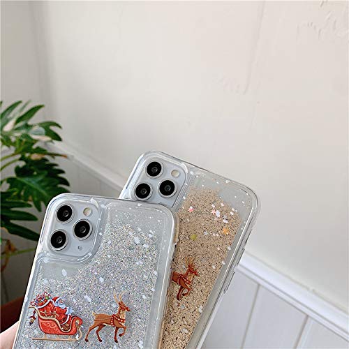 Topwin Christmas Liquid Floating Glitter Case for iPhone 11 Pro Max - Sparkling Snowman Santa Design, Shockproof Defender Cover (Pink) | Perfect Holiday Gift & Winter Party Accessory for Apple iPhone 11 Pro Max