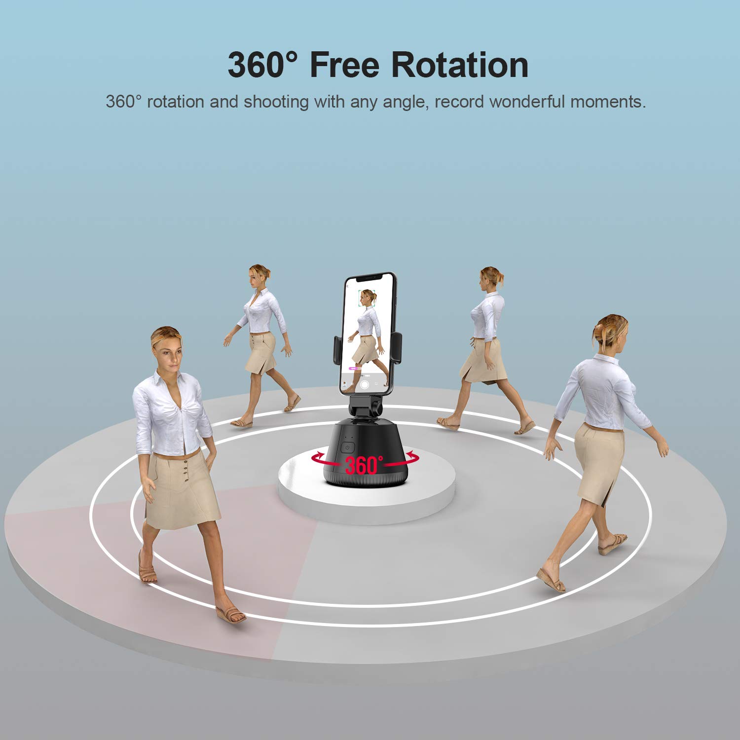 360° Smartphone Gimbal Stabilizer with Auto Tracking - Portable 3-Axis Handheld Stabilizer for Vlog, Live Streaming & Photography | Compatible with iPhone & Android Phones (Black) | Perfect for Travel Vlogging, TikTok Videos & Social Media Content Creation