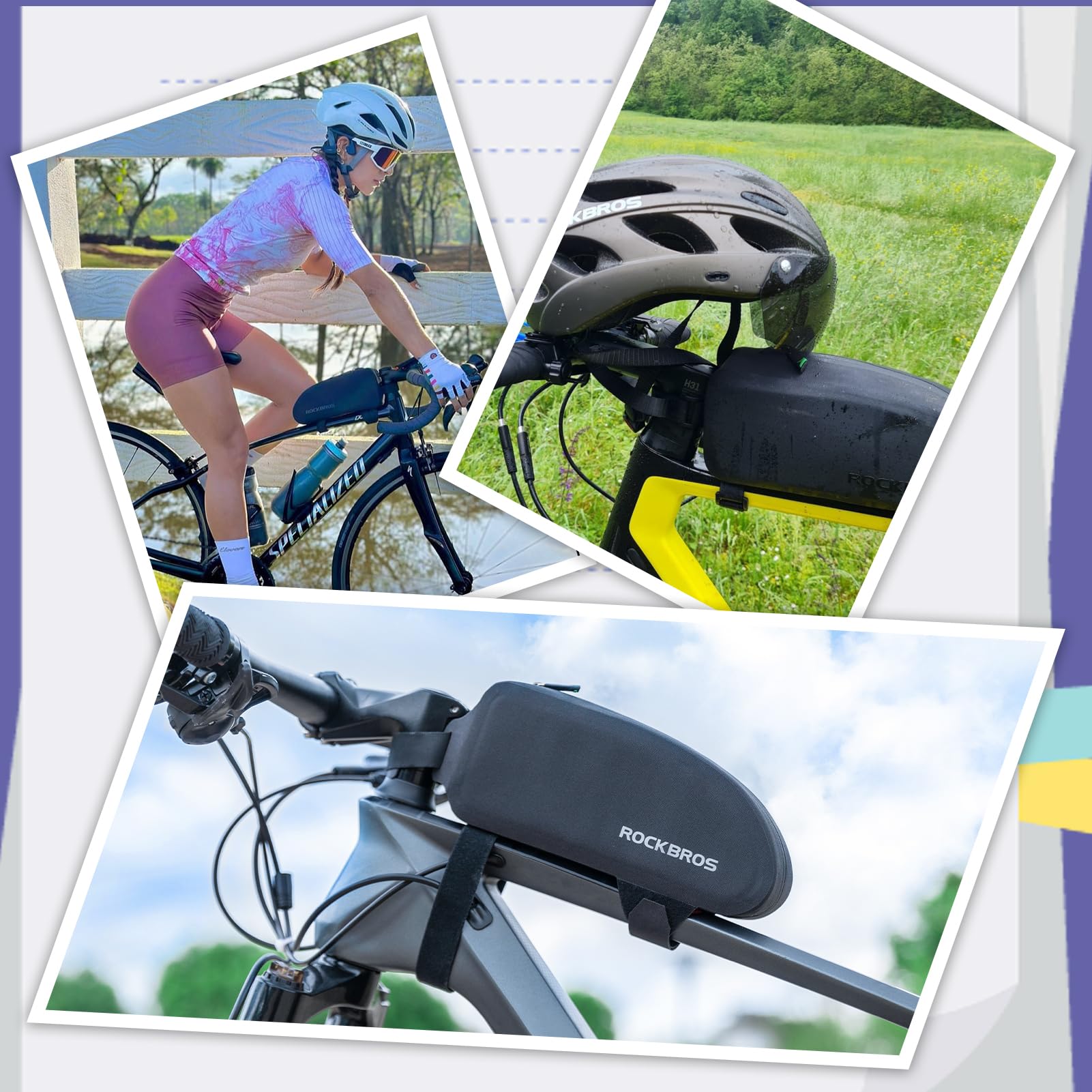 **ROCKBROS Waterproof Bike Top Tube Bag - Large Upgrade Bicycle Front Frame Pouch for Phone & Essentials - Mountain & Road Cycling Accessories | Perfect for Commuting, Hiking & Outdoor Adventures**
