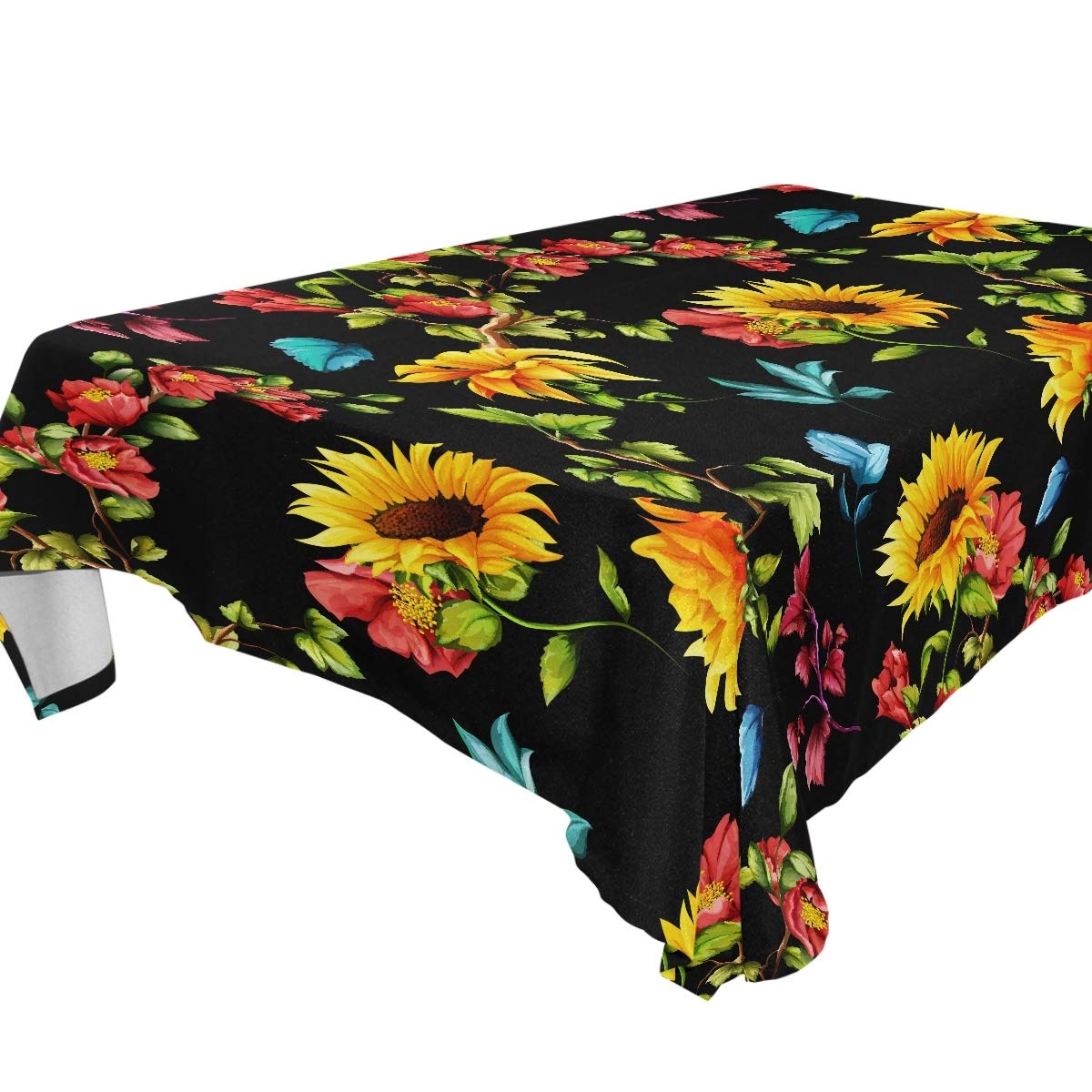 Sunflower & Pomegranate Print Tablecloth - 60x108 Inch Rectangle Table Cover for Outdoor Dining, Weddings & Parties - Waterproof Table Protector for Patio, Picnic & Home Decor