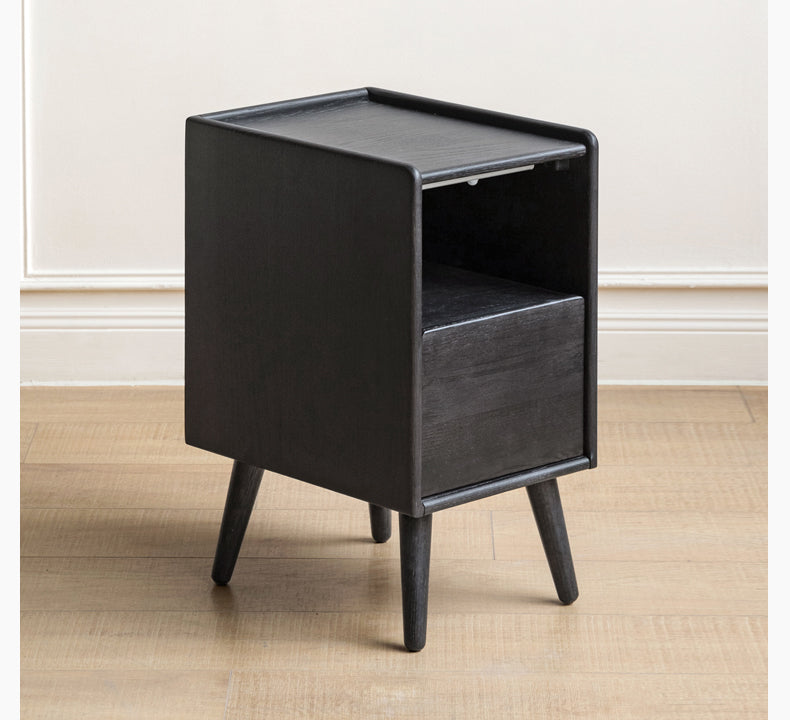 Solid Oak Wood Ultra Narrow Nightstand with Soft Light Sensor - Perfect for Small Bedrooms, Apartments, and Cozy Spaces