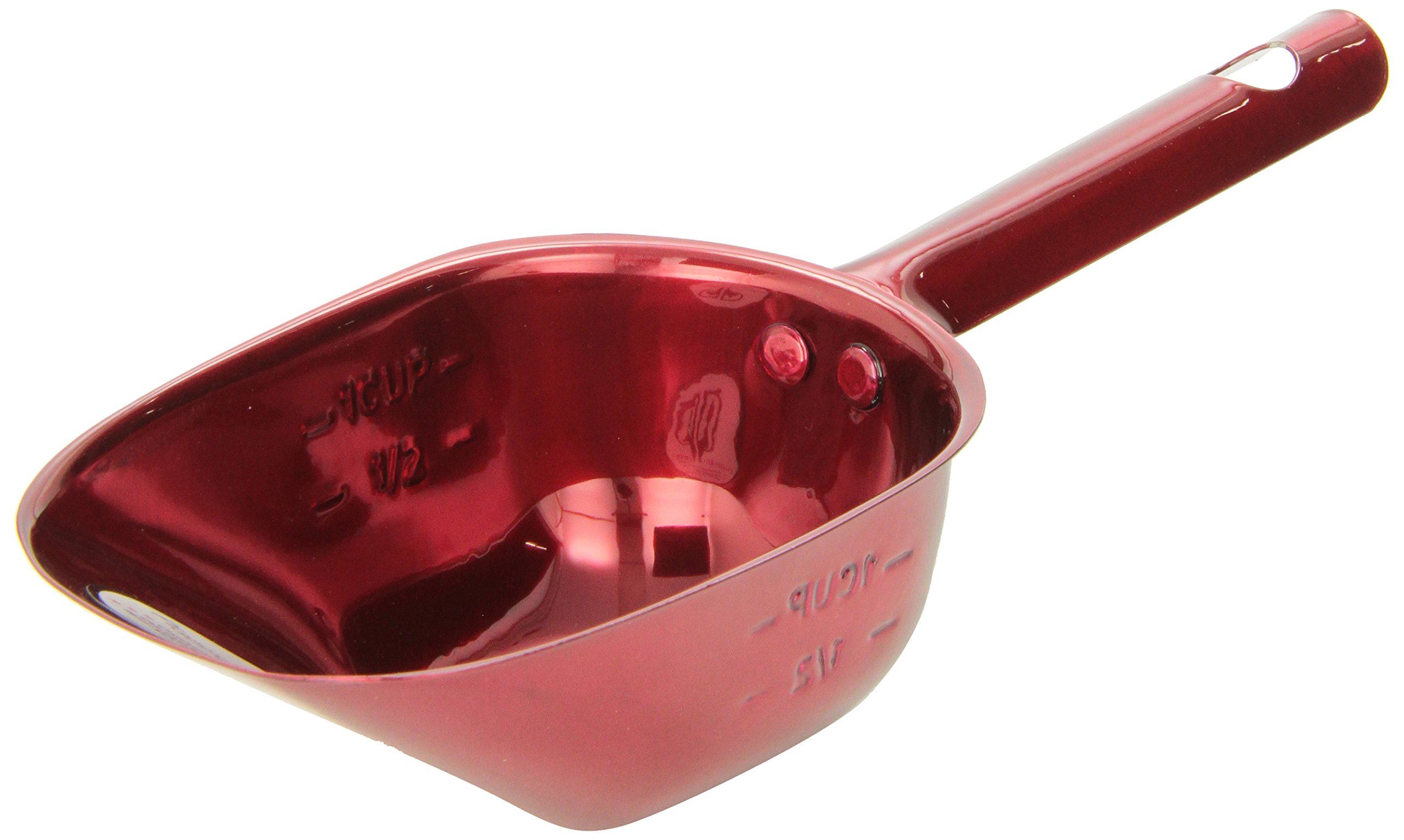 Platinum Pets 8-Ounce Stainless Steel Pet Food Scoop - Candy Apple Red (FDSCP8RED) | Durable Dog & Cat Food Measuring Cup for Dry Kibble, Treats & Bird Seed - Perfect for Pet Bowls, Storage Containers & Travel