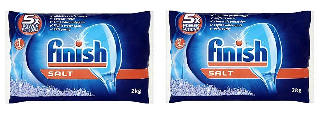 Finish Dishwasher Water Softener Salt 2-Pack (8.8 Lbs) - Compatible with Bosch & Other Dishwashers - Prevents Limescale & Improves Cleaning Performance - Ideal for Hard Water Areas & Daily Dishwashing