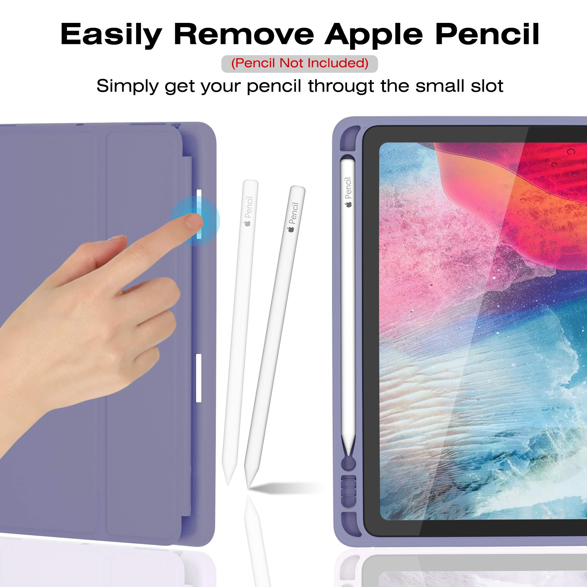 Ultra Slim Soft TPU iPad Air 3 Case (2019) with Pencil Holder & Auto Sleep/Wake - Full Body Protective Smart Cover for iPad Air 3rd Gen 2019 & iPad Pro 10.5 2017 - Perfect for Work, Travel & School (Lavender)