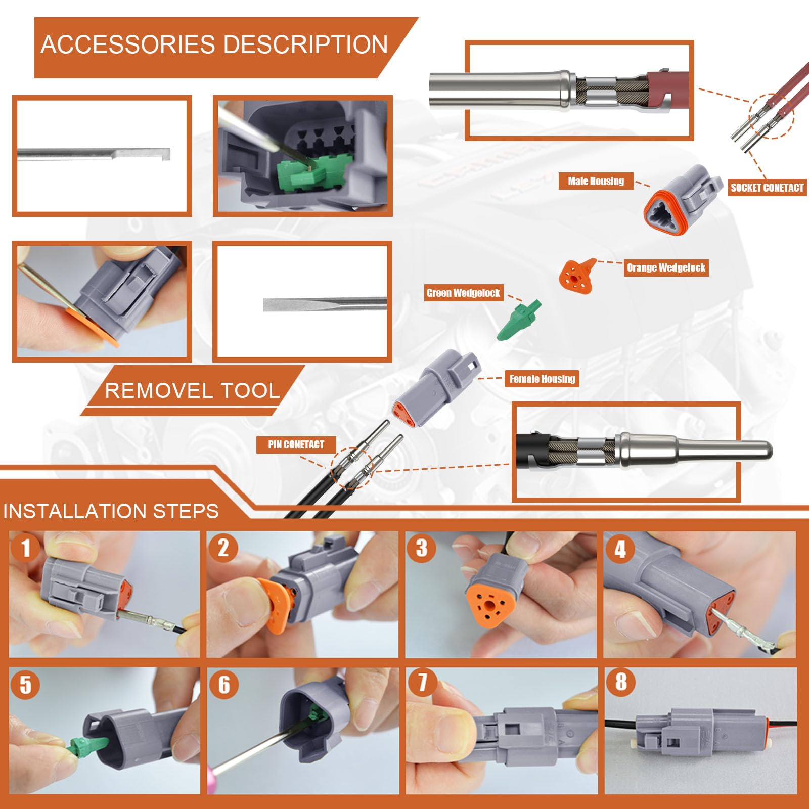 685 PCS Deutsch Connector Kit - 2 3 4 6 8 12 Pin Grey DT Connectors with 16# Stamped Contacts & Removal Tool | Waterproof Automotive Electrical Connectors for Car, Truck, Motorcycle & Marine Wiring Repairs