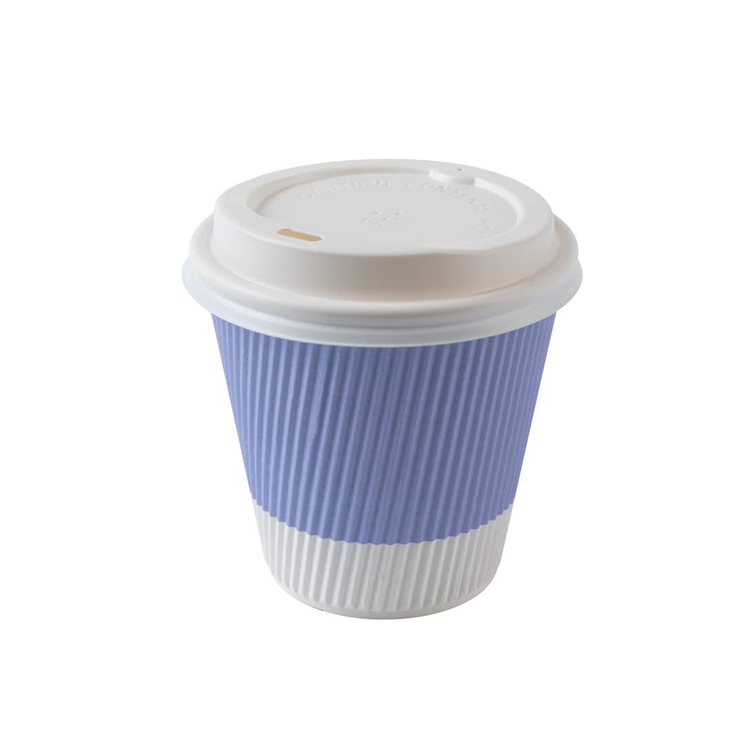 Restaurantware 8oz Insulated Coffee Cups with Lids - 400 Pack Leakproof Ripple Wall Hot Cups | Eco-Friendly Disposable Paper Cups for Coffee, Tea, Hot Chocolate & Lattes | Perfect for Cafes, Offices & Home Use