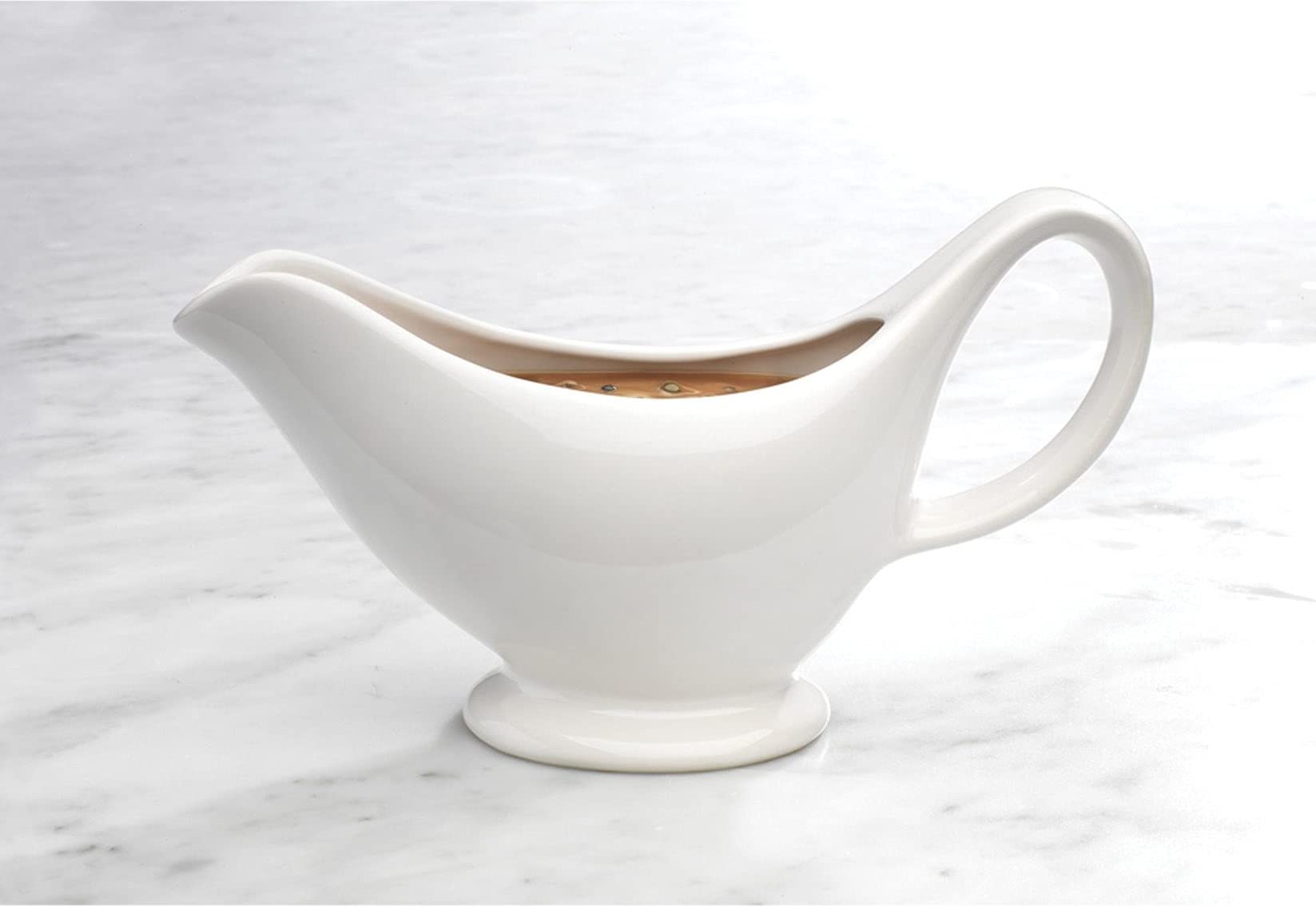 Premium Ceramic Gravy Boat with Handle - Elegant Sauce Server for Thanksgiving, Holiday Dinners & Entertaining - Perfect for Gravy, Syrup & Dressings