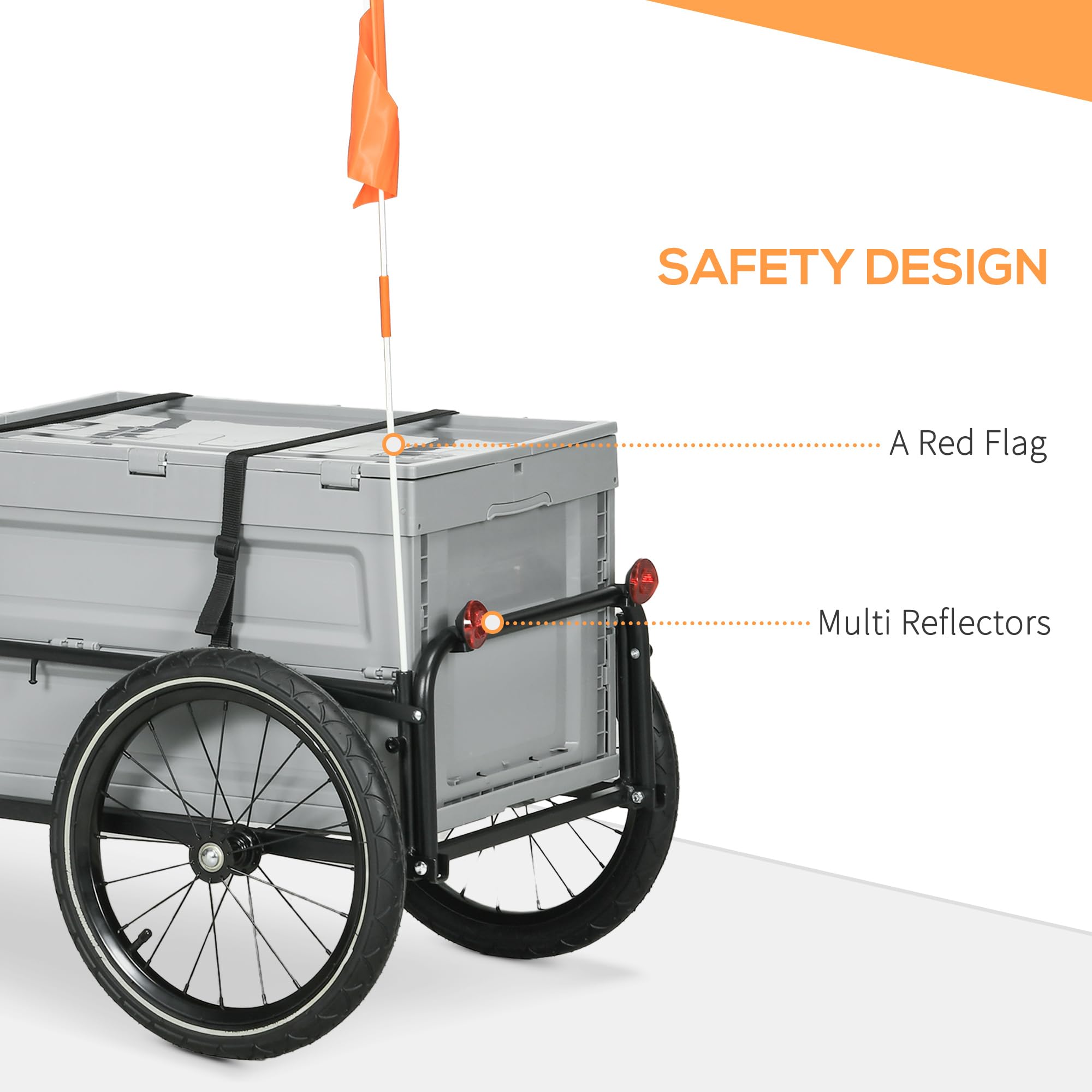 Aosom Heavy-Duty Bike Cargo Trailer with Removable Storage Box - 16
