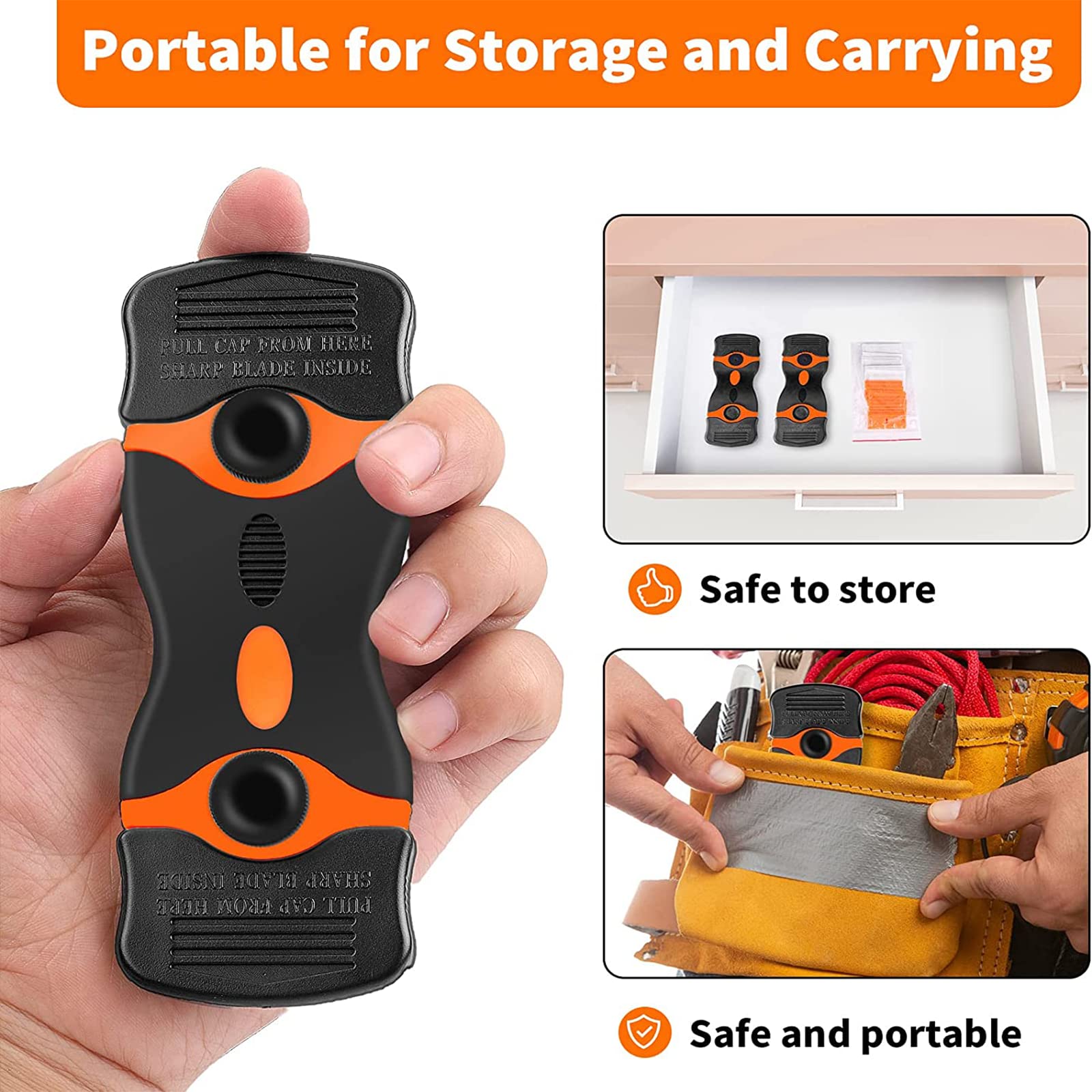 Hollraiku 2 Razor Blade Scraper - 40 Blades Double Edge Scraper Tool for Removing Stickers, Labels, Glue & Decals - Mini Plastic Scraper for Glass, Windows, Cooktops & Smooth Surfaces - Perfect for Home, Office & DIY Projects (GJCD42)