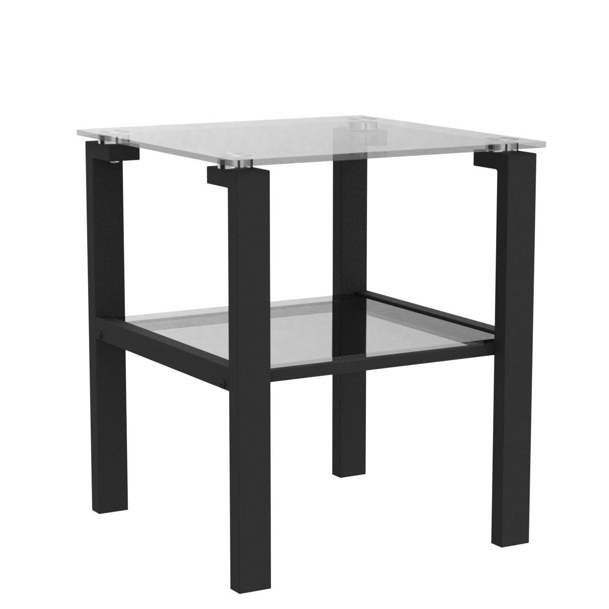 Modern Black Tempered Glass Coffee Table and End Tables Set - 3-Piece Square 2-Tier Living Room Furniture for Home Office | Perfect for Small Spaces, Apartments & Contemporary Decor