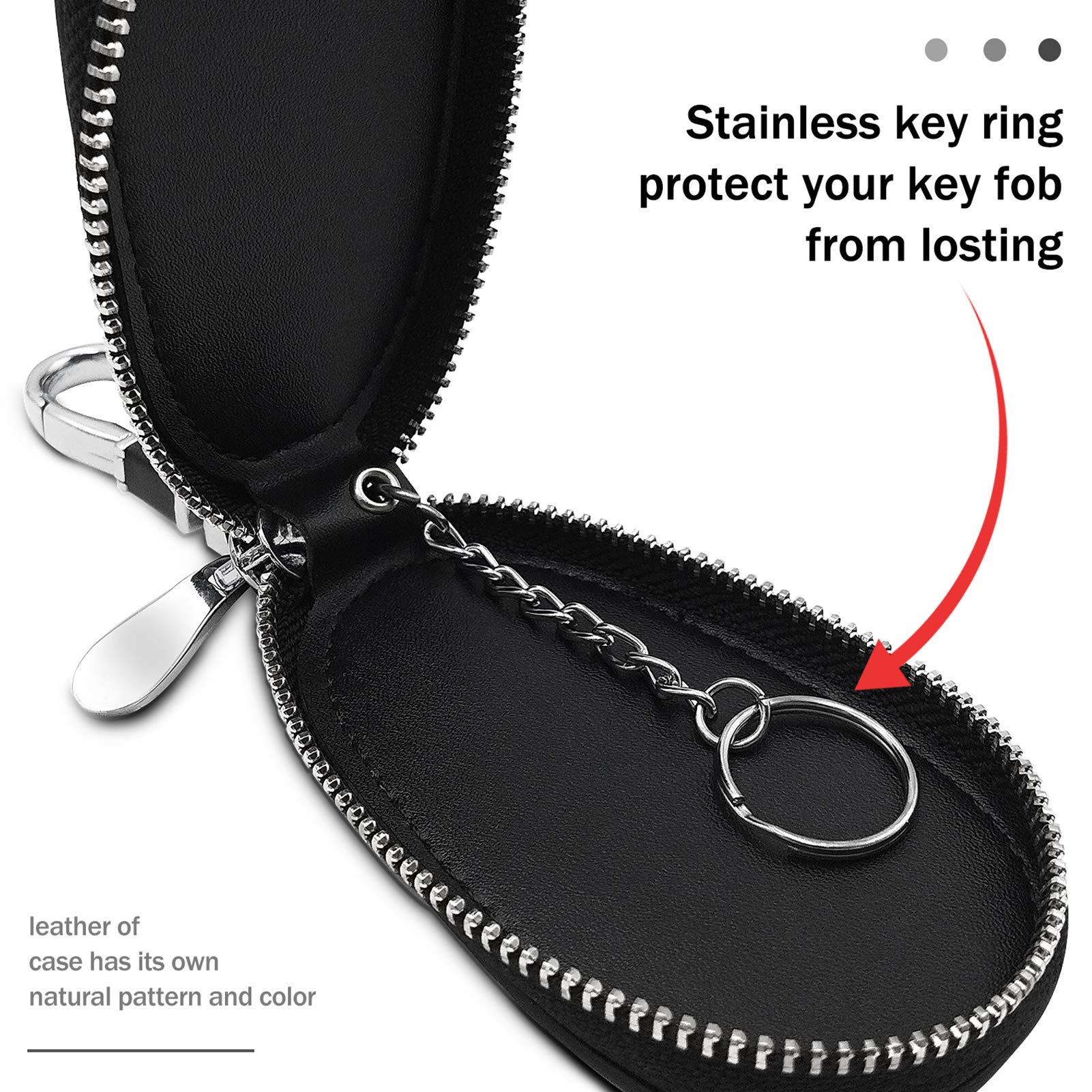 Premium Genuine Leather Key Fob Holder with RFID Blocking Card Slot - Universal Car Key Case for Tesla, BMW, Mercedes & More - Perfect for Daily Commute & Travel Protection