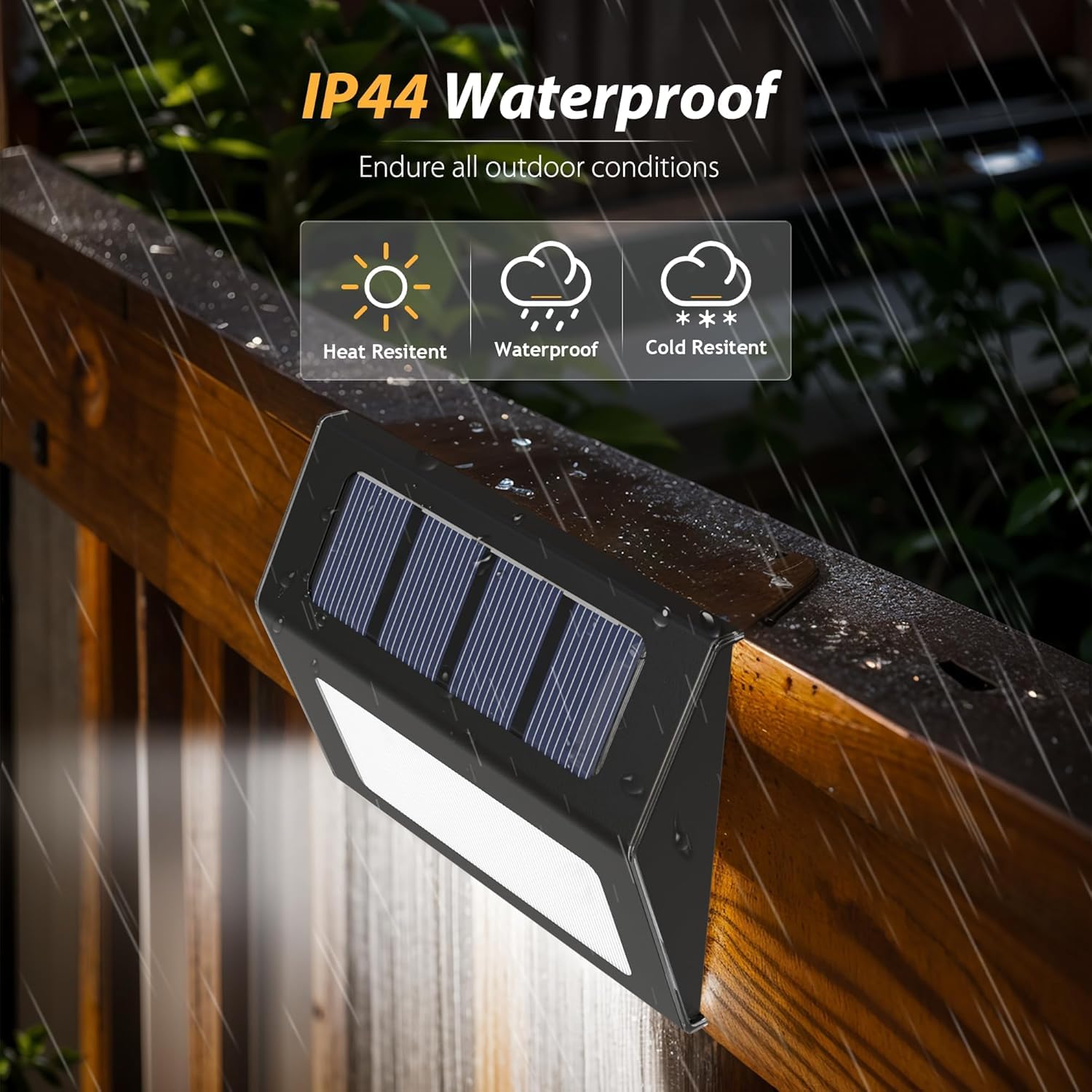 12 Pack Otdair Waterproof Solar Deck Lights for Outdoor - Cold White (Black) | Solar Fence Lights for Garden, Patio, Pathway & Yard | Weatherproof Landscape Lighting for Nighttime Safety & Ambience