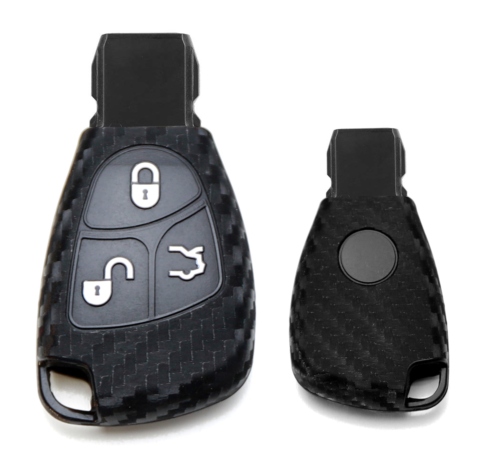Premium Carbon Fiber Style Silicone Key Fob Cover for Mercedes-Benz C/E/S/G/CL Class (Gen1 Keyless Entry) - Durable Protection & Stylish Accessory for Car Keys