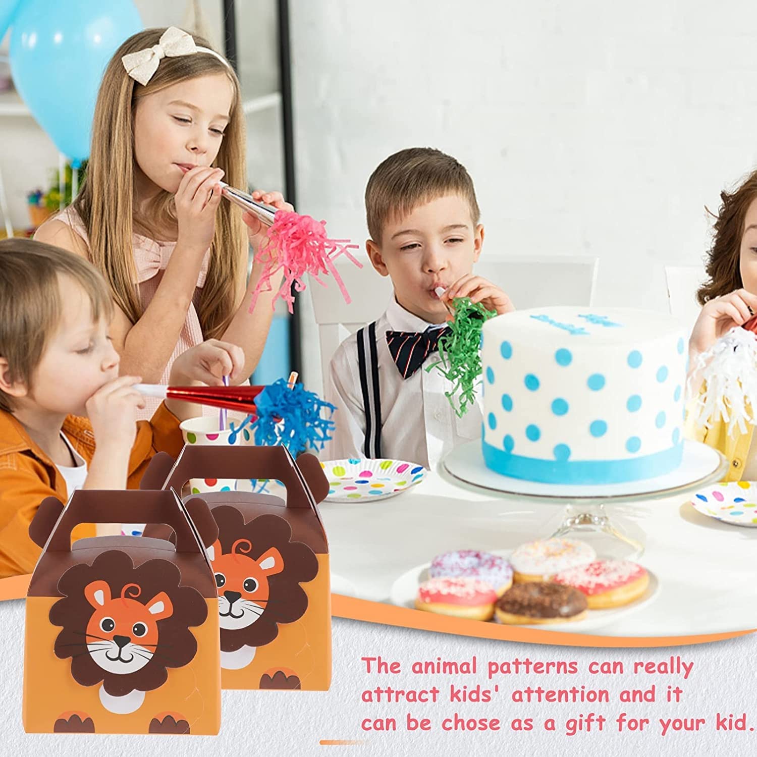 20-Piece Lion Printed Decorative Folding Storage Box Set - Perfect for Kids Birthday Gifts, Party Favors, Chocolate & Dry Fruit Packaging - Reusable Cardboard Gift Boxes for Home Organization & Party Decor
