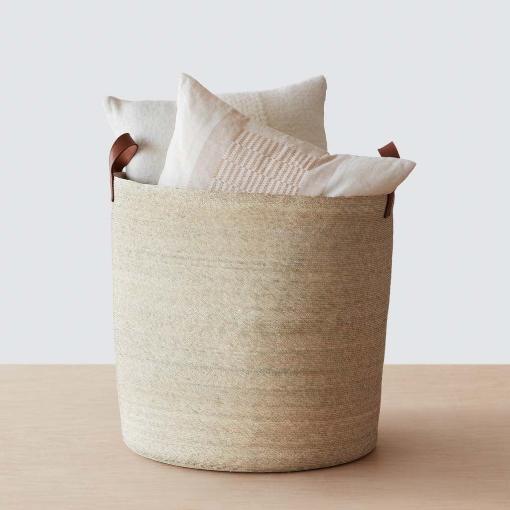 Premium Round Storage Baskets for Home Organization - Woven Cotton Decorative Bins for Bedroom, Bathroom, Nursery & Closet Storage - Mercado Collection