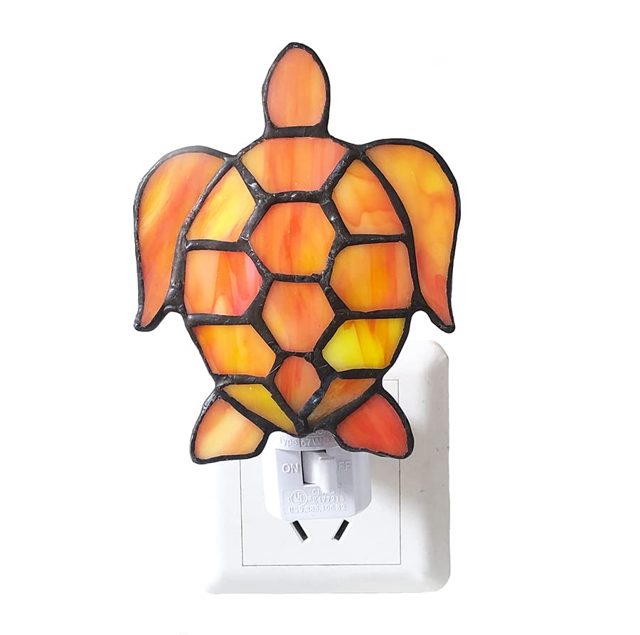 Stained Glass Turtle Night Light - Tiffany Style Bedside Lamp for Kids Room, Study & Bedroom | Soft Wall Light for Sleeping, Reading & Relaxation | Creative Decorative Lamp DYM6001