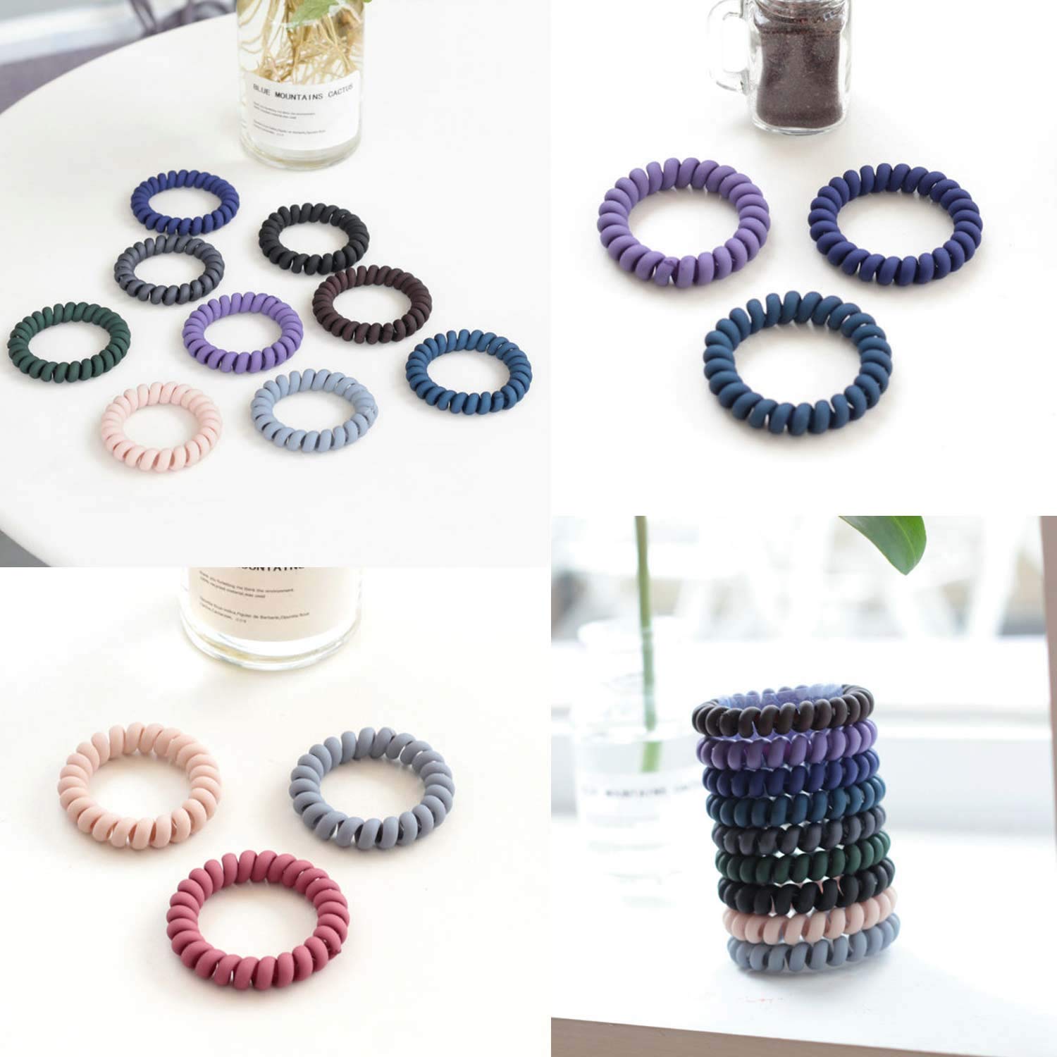 20Pcs Spiral Hair Ties - No Crease Plastic Coil Hair Elastics for Women & Girls (Telephone Cord Style) - Perfect for Workouts, School, and Everyday Hairstyles