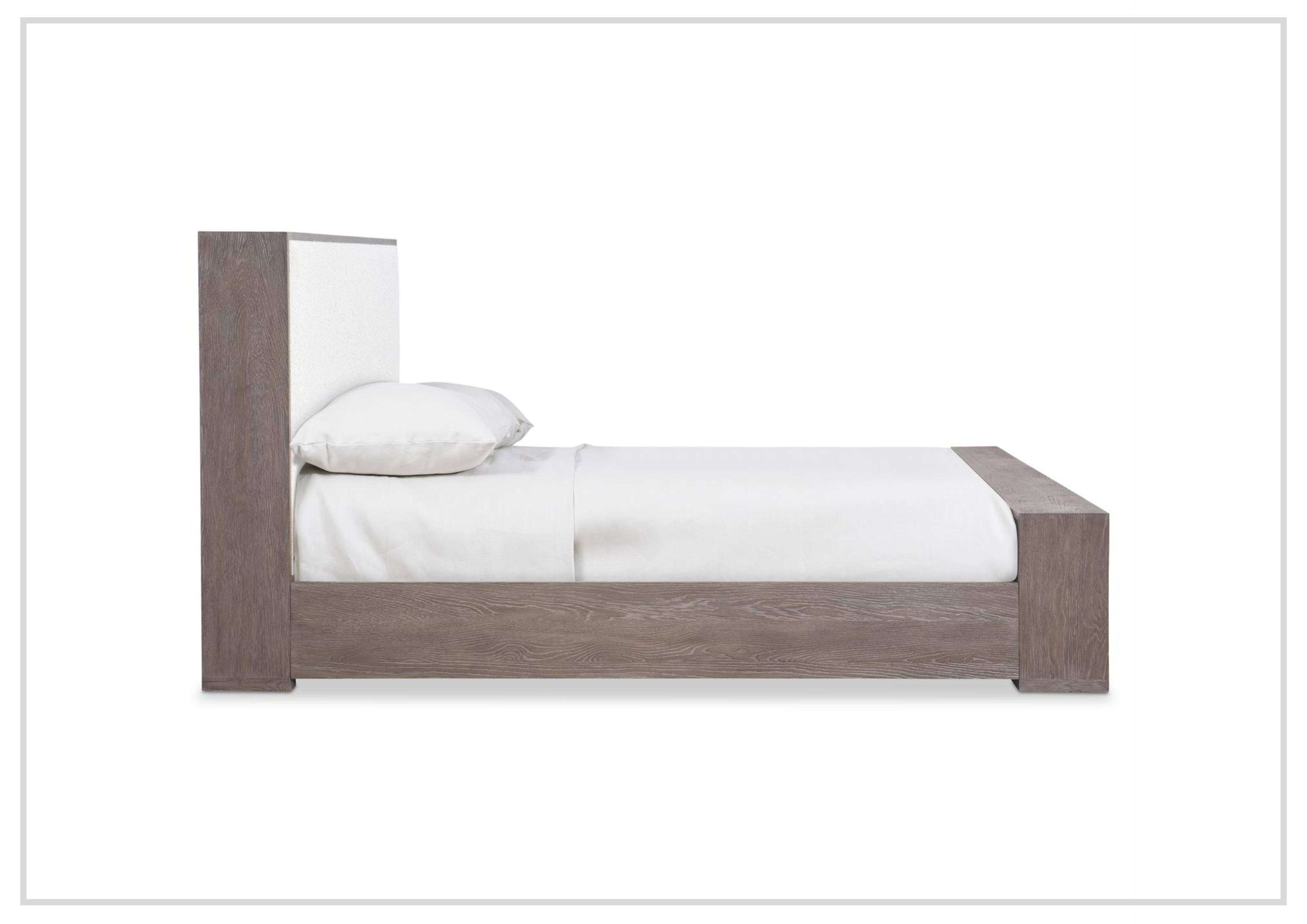 Bernhardt Casa Paros Upholstered Panel Bed - Queen Size Platform Bed Frame in Playa Brown Fabric | Modern Bedroom Furniture for Master Bedroom & Guest Room