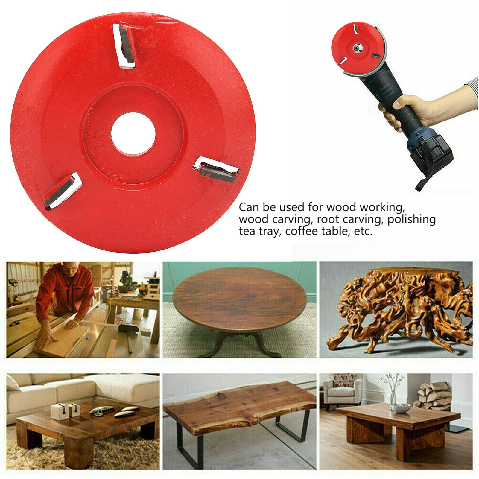 Woodworking Milling Cutter Tools - 3 Teeth Power Wood Carving Disc & Turbo Carving Blade for Angle Grinder | Perfect for Coffee Table, Tea Table & DIY Woodworking Projects