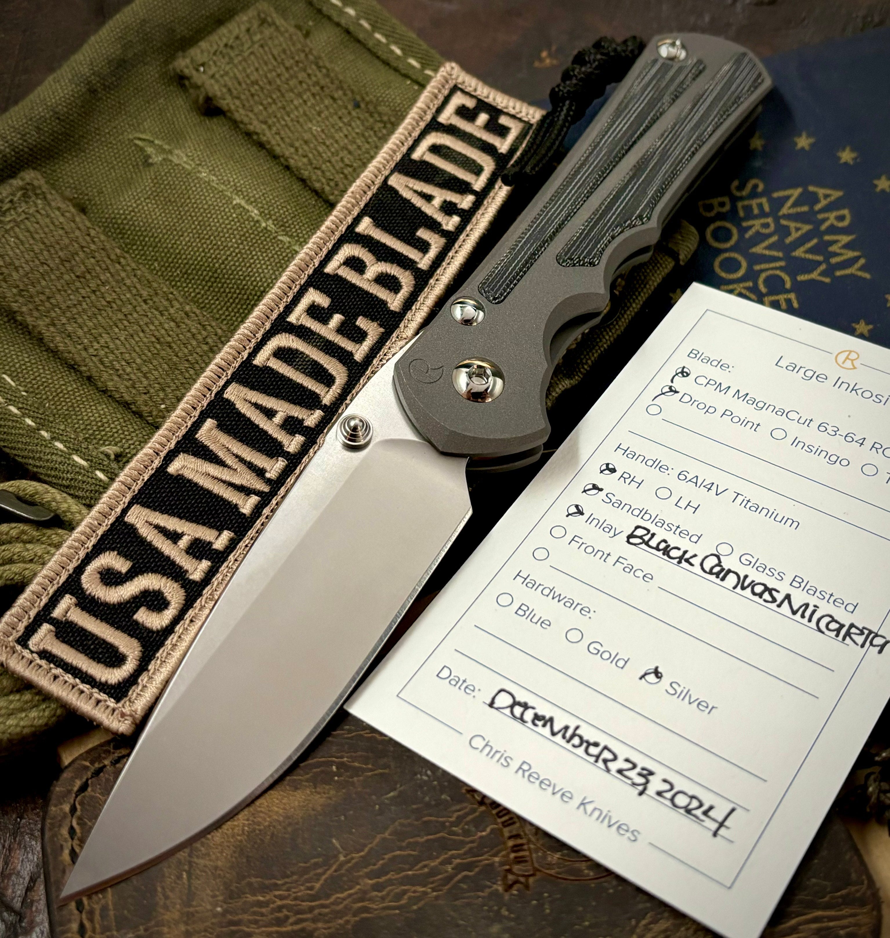 Chris Reeve Large Inkosi Folding Knife - Black Micarta Inlay, Magnacut Steel Blade (2024 Model) | EDC, Outdoor Survival, Hunting & Camping Gear