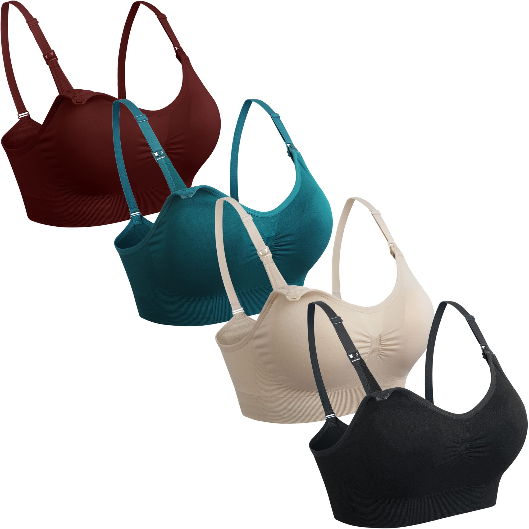GXXGE 4Pack Nursing Bra for Breastfeeding - Seamless Maternity Bras with Push Up Support, Silk Bralette Underwear for Pregnancy & Postpartum - Perfect for Daily Wear, Night Nursing, and Comfortable Sleep