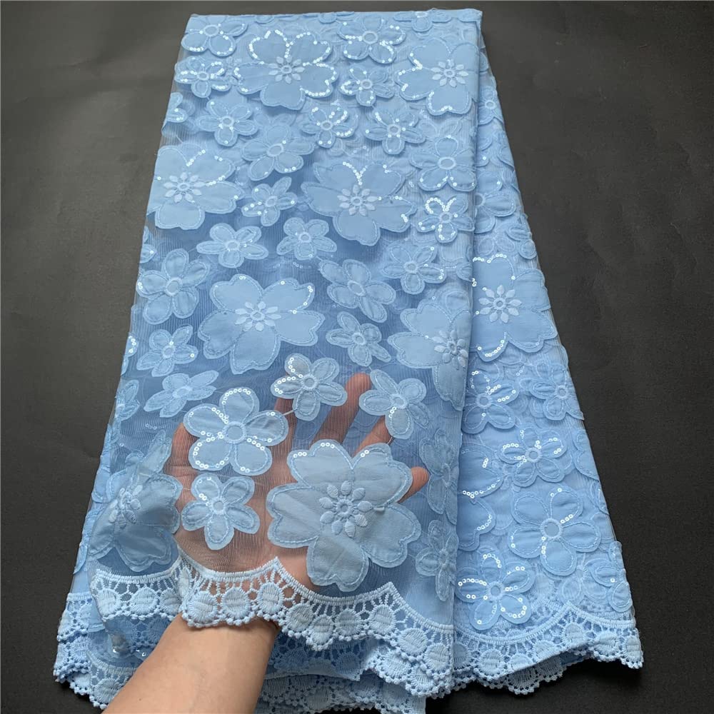 Premium African Lace Fabric with Embroidery - Swiss French Tulle Cotton Wedding Dress Material (2.5Yards/5Yards) for Bridal Gowns, Party Dresses & Special Occasions | Perfect for DIY Wedding Attire, Evening Gowns & Formal Events