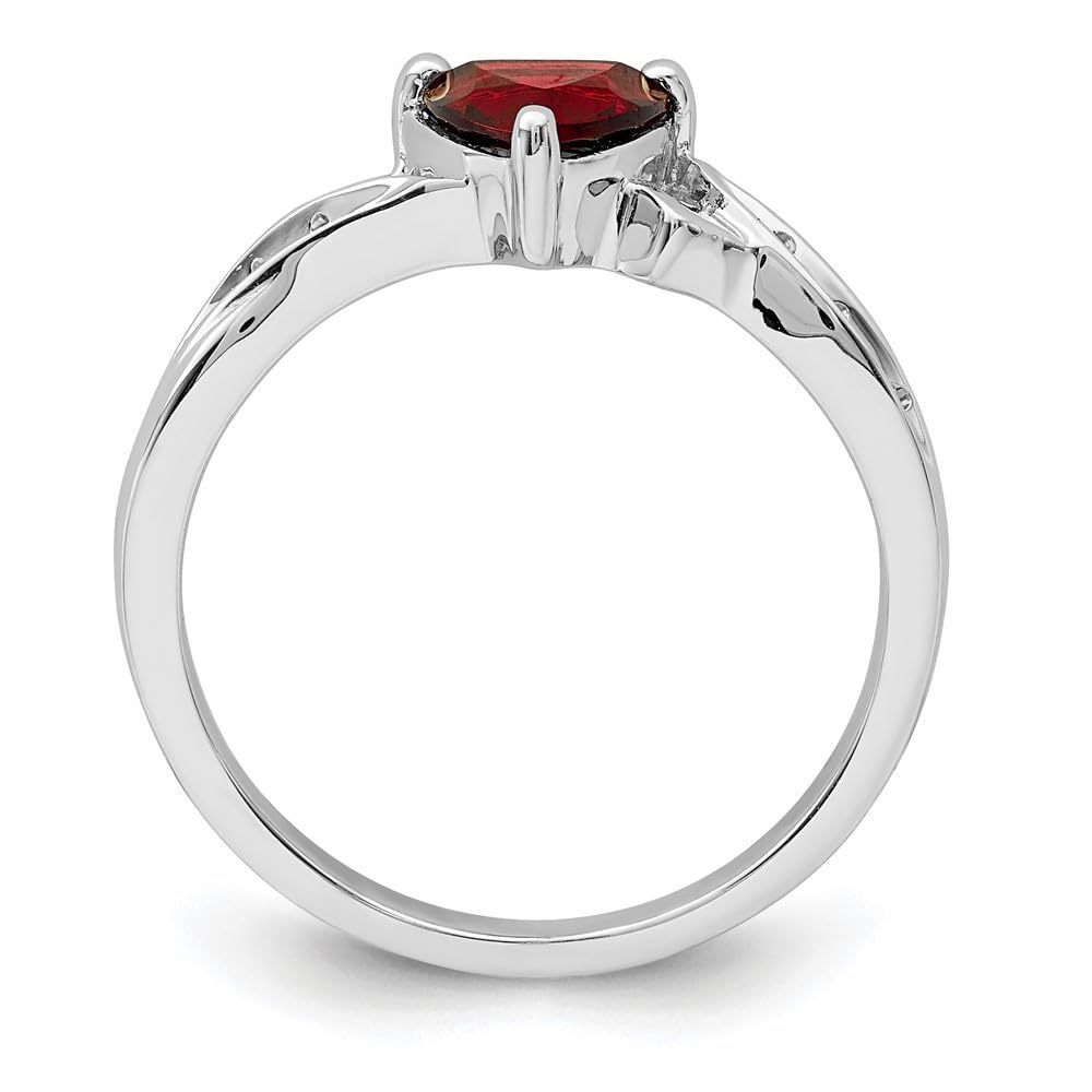 Diamond2Deal 925 Sterling Silver Diamond & Garnet Heart Engagement Ring - 0.63ct Genuine Gemstone, Romantic Proposal Jewelry for Women - Perfect for Valentine's Day, Anniversary & Wedding Gift