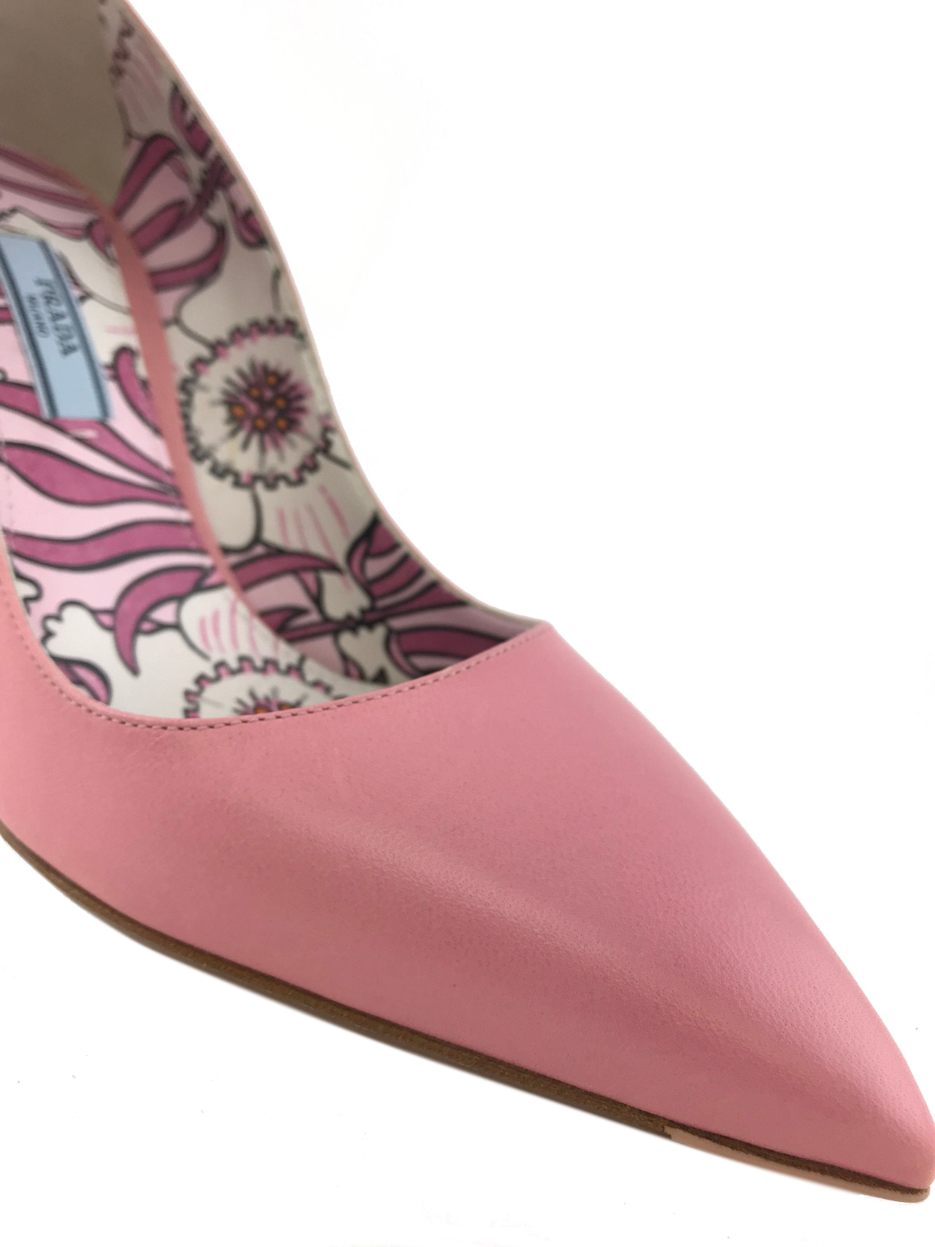 Prada Leather Classic Point Toe Pump Women's Shoes Size 7.5 US - Elegant High Heels for Office, Party & Special Occasions