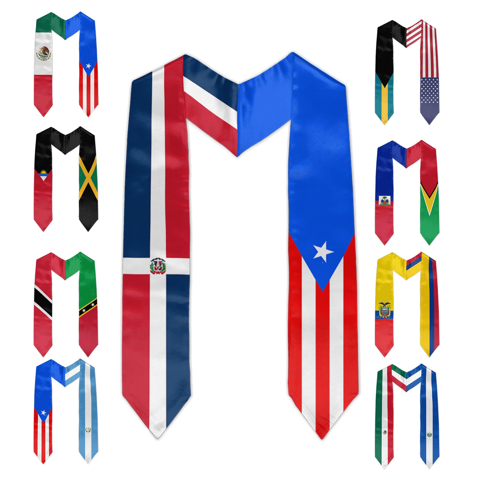 Custom Graduation Stoles with Mixed Country Flags - Personalized International Graduation Sash for Multicultural Celebrations | Perfect for Commencement, Cultural Events & Study Abroad Graduates