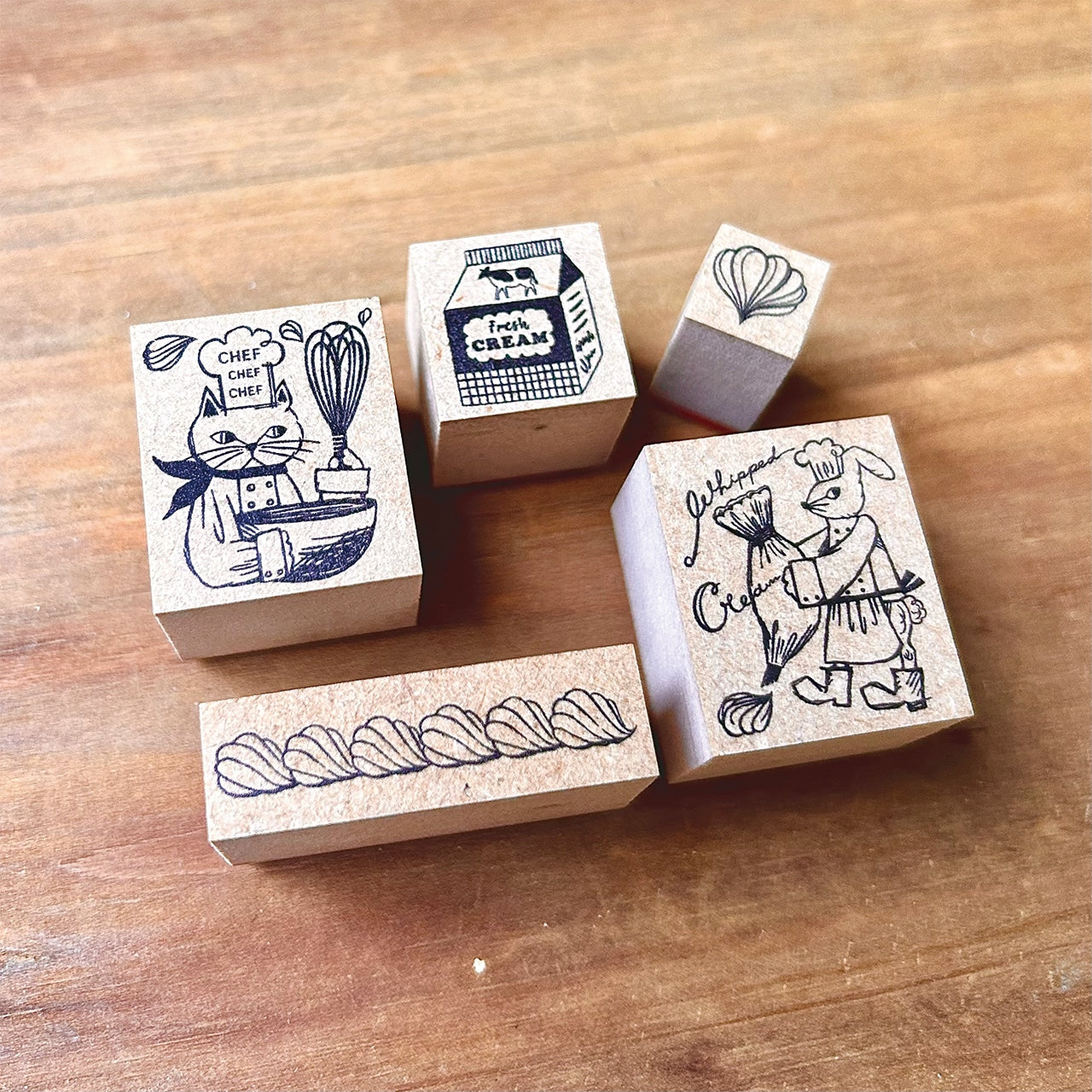 Kinotorico Wooden Rubber Stamp - Fresh Cream Design for DIY Scrapbooking, Card Making & Craft Projects
