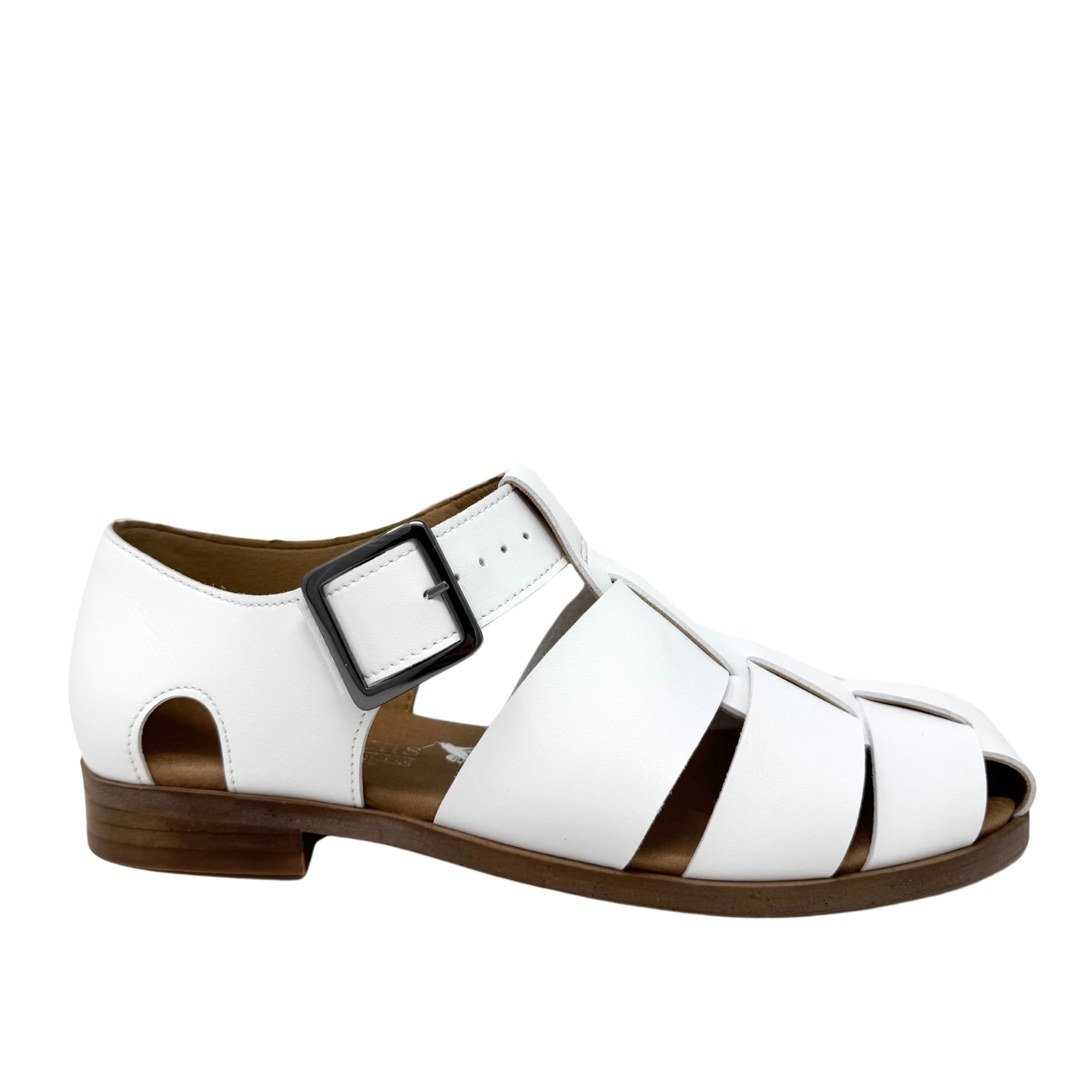 Novacas Women's White Courtney Sandal - Comfortable Leather Casual Sandals for Summer, Beach, and Everyday Wear