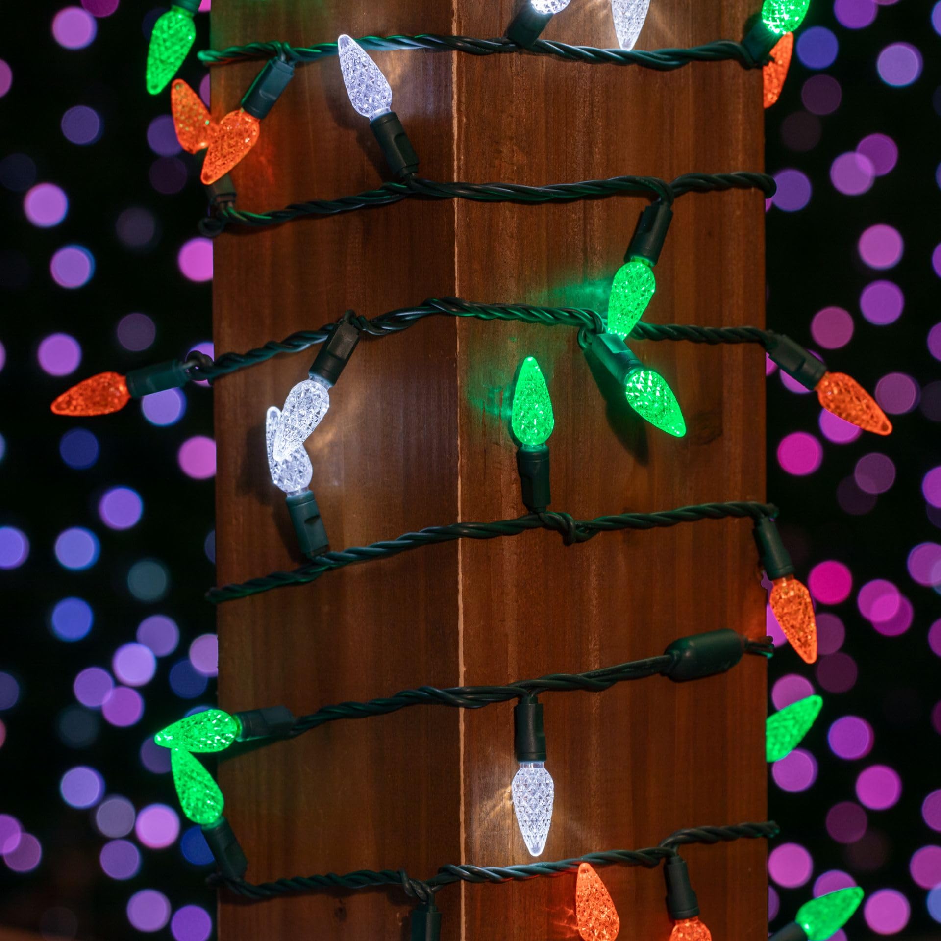 70 LED C6 St. Patrick's Day String Lights - 24FT Commercial Grade Green/White/Orange LED Christmas Lights for Outdoor Tree Decorations, Party & Holiday Decor