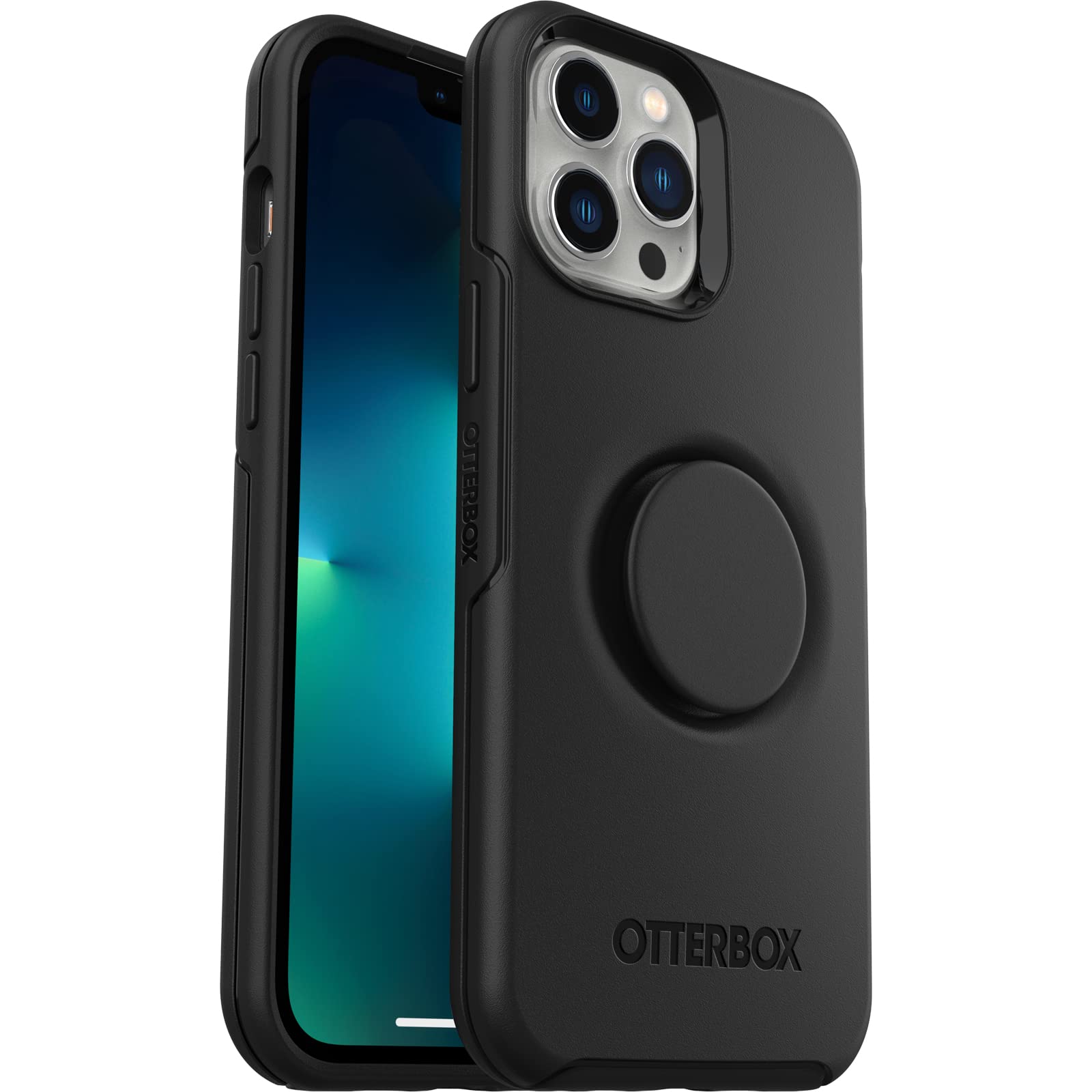 OtterBox Pop Symmetry Series Protective Case for iPhone 13 Pro Max & iPhone 12 Pro Max - Slim Shockproof Cover with Grip - Perfect for Outdoor Activities & Daily Use - Black (Non-Retail Packaging)