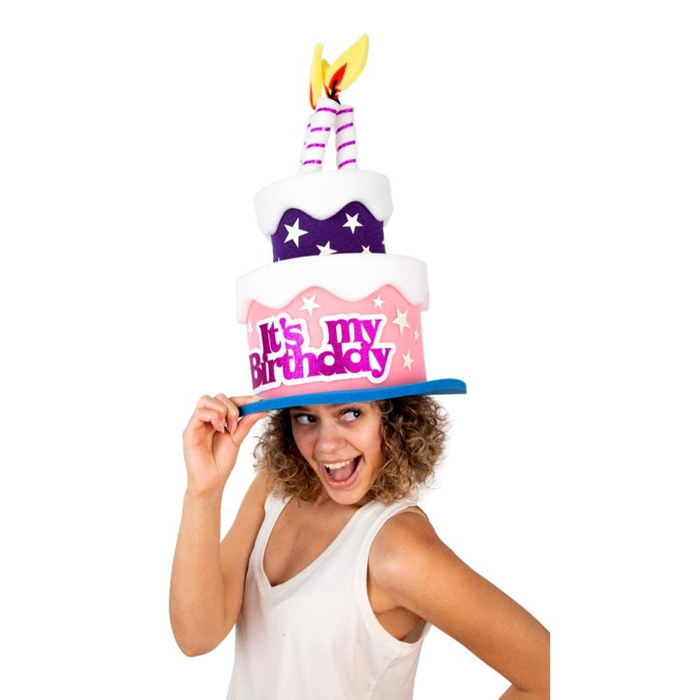 Funny Silly Foam Party Hats for Men & Women - Unisex Adult Birthday Cake Hat for Crazy Hat Day, Fancy Dress & Birthday Parties - Perfect for Costume Parties, Themed Events & Celebrations