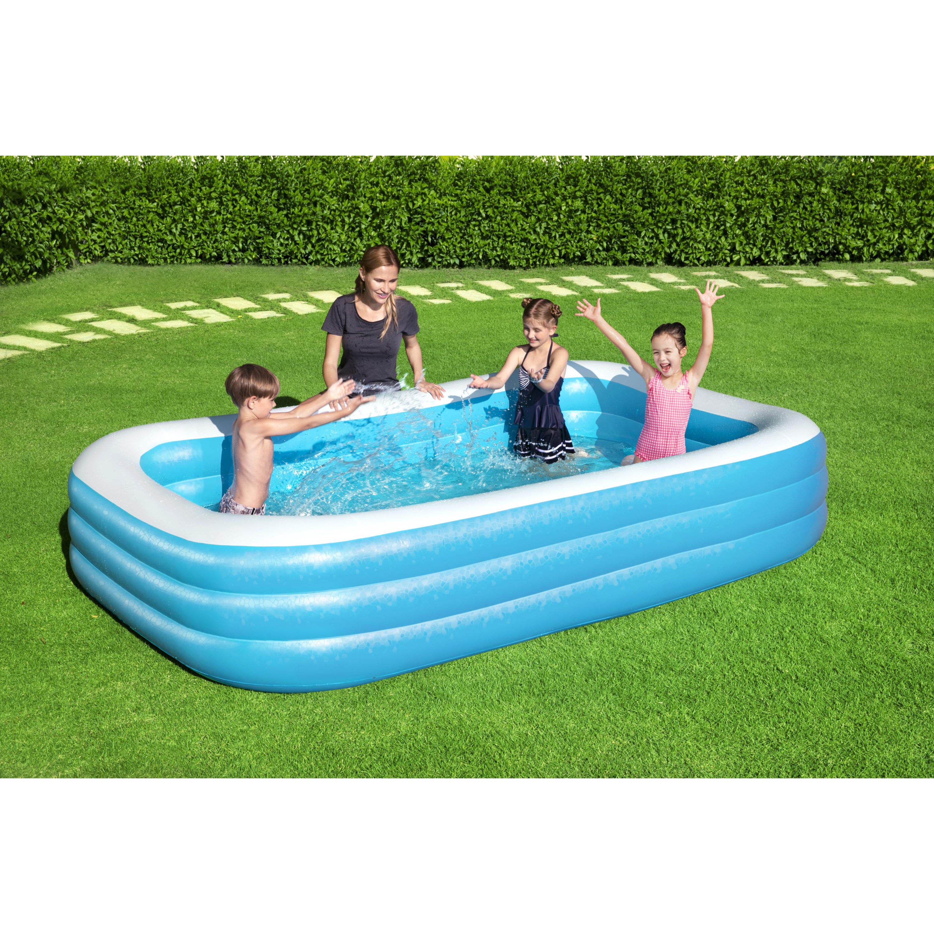 Bestway H2OGO! 10-Foot Rectangular Inflatable Family Swimming Pool - Blue | Perfect for Backyard Fun, Summer Parties & Kids Outdoor Activities