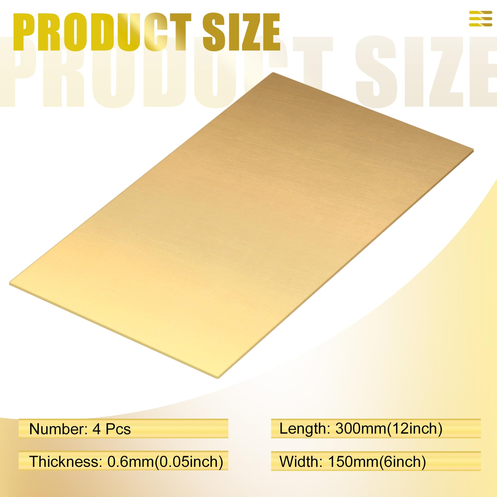4-Piece 22 Gauge Brass Sheet Metal (6