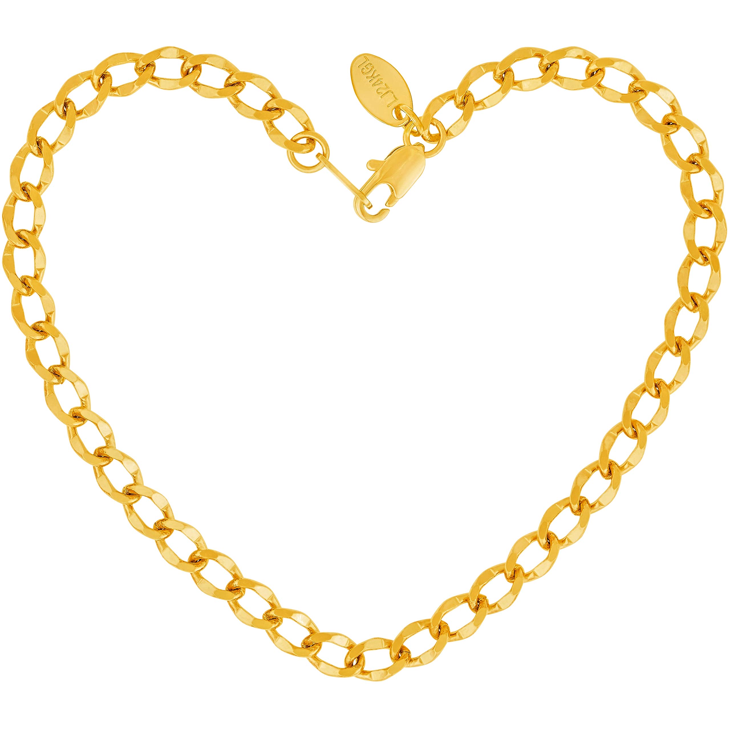 LIFETIME JEWELRY 24K Gold Plated Women's Diamond Cut Curb Link Ankle Bracelet - Elegant Anklet for Everyday Wear, Parties & Special Occasions