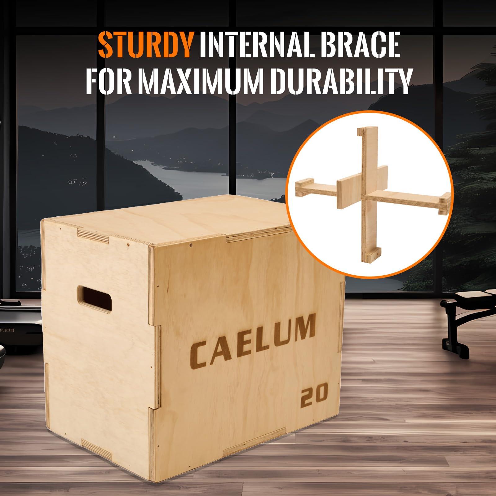 CAELUM 3-in-1 Wood Plyo Box - Non-Slip Plyometric Jump Box for Home & Gym, 400lbs Weight Capacity - Perfect for CrossFit, HIIT, Jump Training, Squats & Step-ups - Ideal for Home Workouts & Professional Fitness Studios