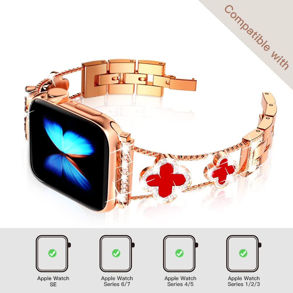 Premium Diamond Metal Watch Band for Apple Watch Series 10/9/8/7/6/5/4/3/2/1/SE/Ultra - Stylish 38mm 40mm 41mm 42mm 44mm 45mm 46mm 49mm Women's Accessory - Perfect for Everyday Wear, Office & Special Occasions