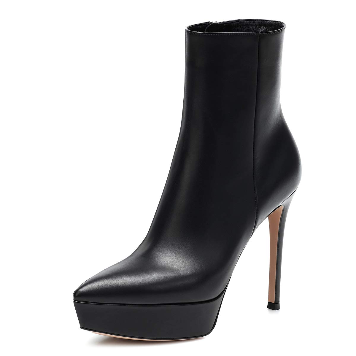 YDN Women's Chic Stiletto High Heel Ankle Boots - Pointed Toe Platform Dress Booties with Side Zipper | Macaron Color Leather | Perfect for Prom, Party, Office & Winter Occasions