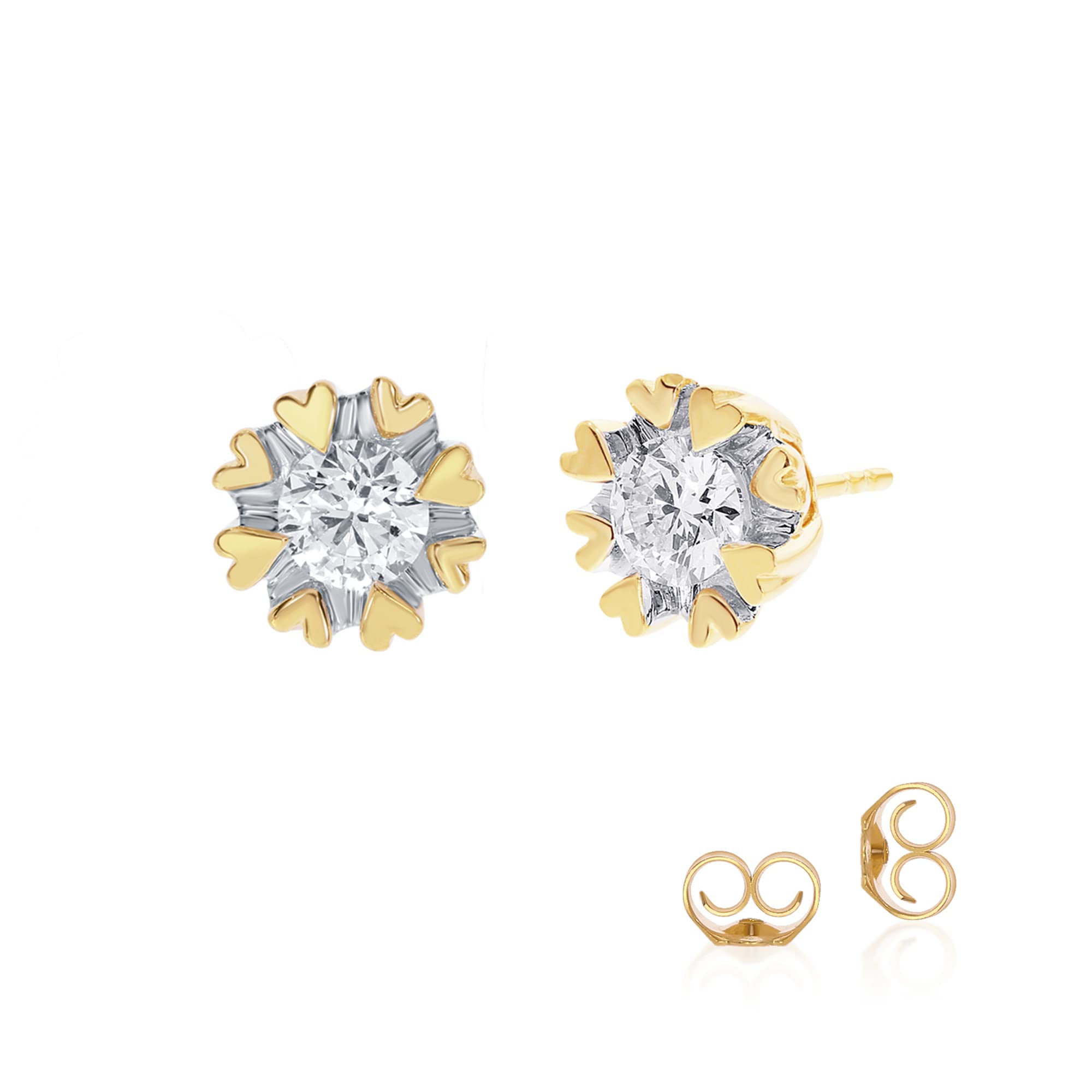 1/4 to 1 Carat Lab-Created Diamond Stud Earrings for Women - 14K Solid Gold Heart Prong Setting | Valentine's Day Gift Idea | Perfect for Weddings, Anniversaries & Special Occasions