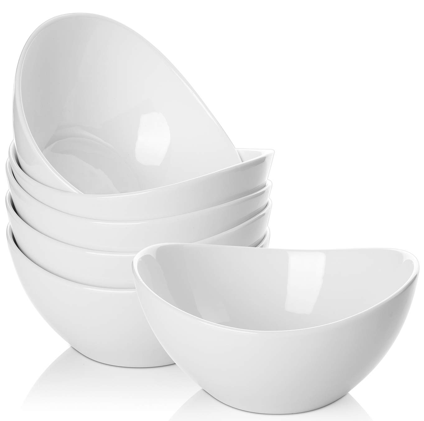19oz Ceramic Serving Bowls - 6-Piece White Porcelain Set for Salad, Fruit & Party Dishes | Microwave & Dishwasher Safe