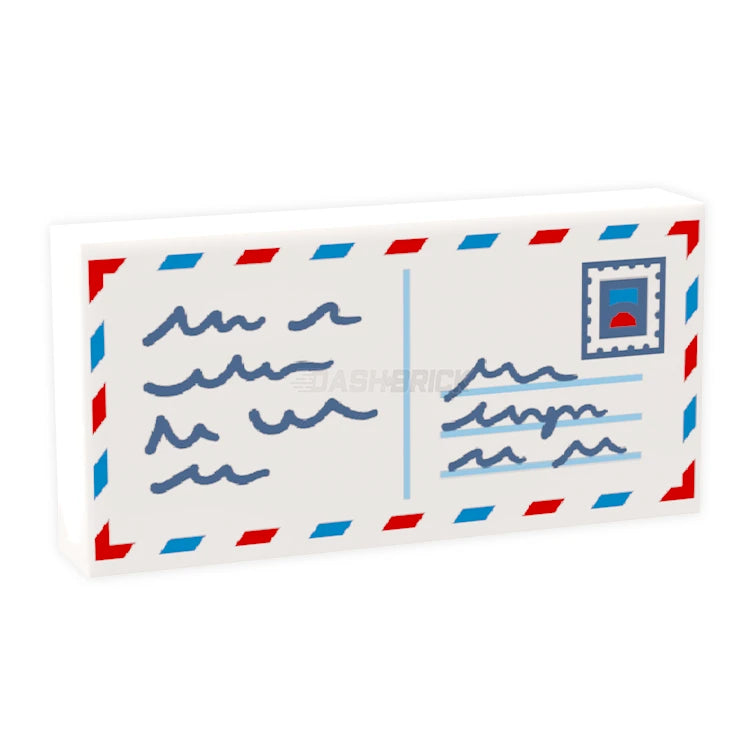 LEGO Minifigure Accessory - Air Mail Envelope & Postcard Tile with Stamp [3069pb1265] 6490706 | Perfect for LEGO City Post Office Scenes & Mail Delivery Playsets