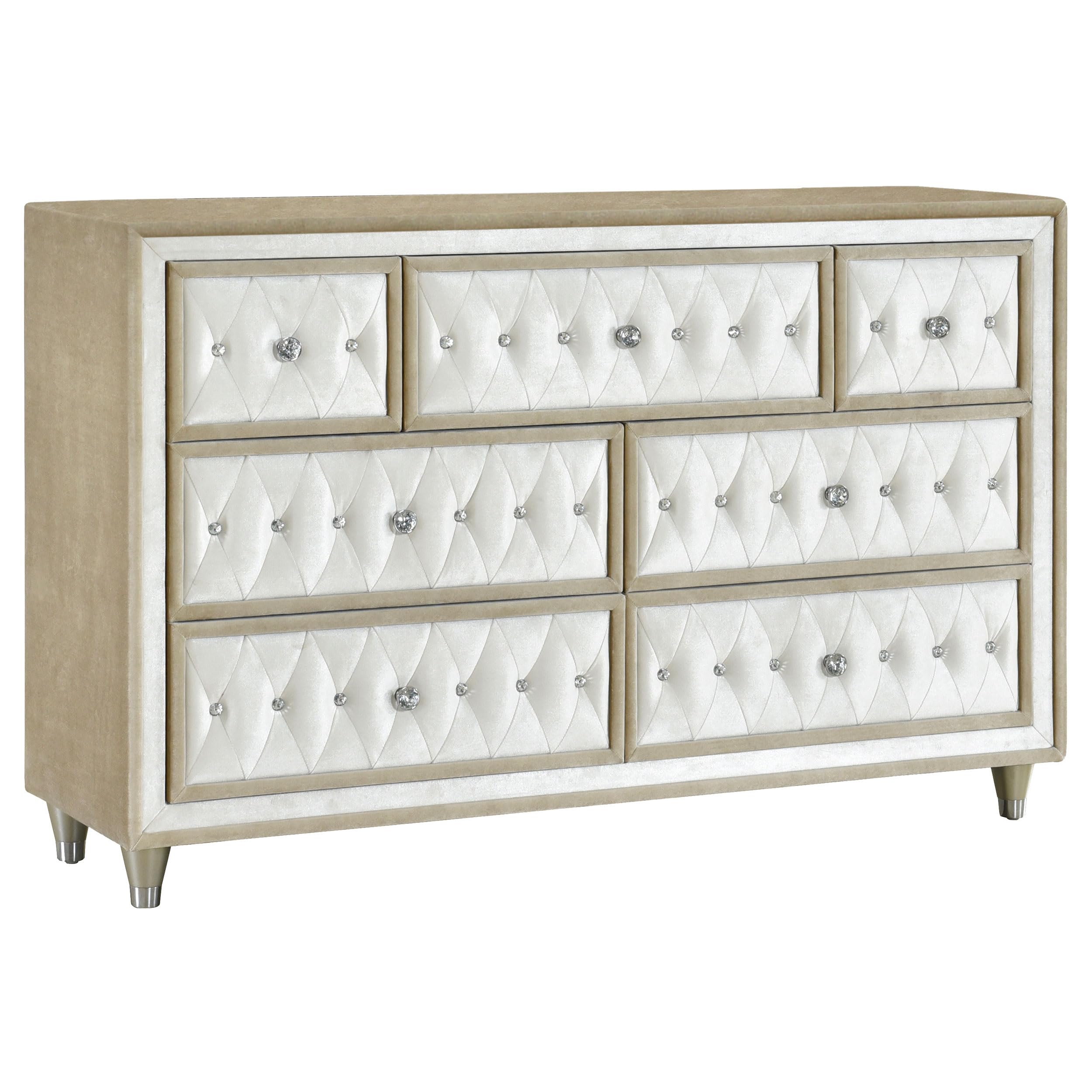 Coaster Home Furnishings Antonella 61-inch 7-Drawer Dresser - Modern Classic Bedroom Storage Cabinet, Wide Chest of Drawers Organizer in Ivory & Camel (Model 223523) | Perfect for Master Bedroom, Guest Room & Closet Organization