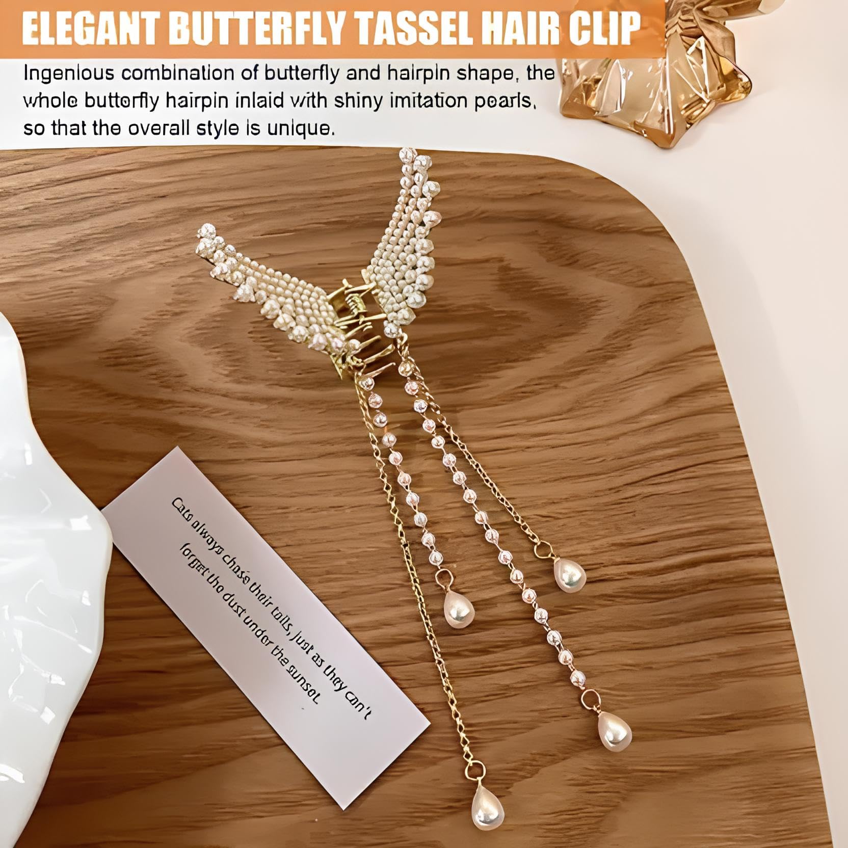 Korean Butterfly Hair Clips with Crystal Pearls & Tassels - Elegant Hair Accessories for Women, Shiny Hair Pins for Birthday Parties, Weddings & Daily Fashion