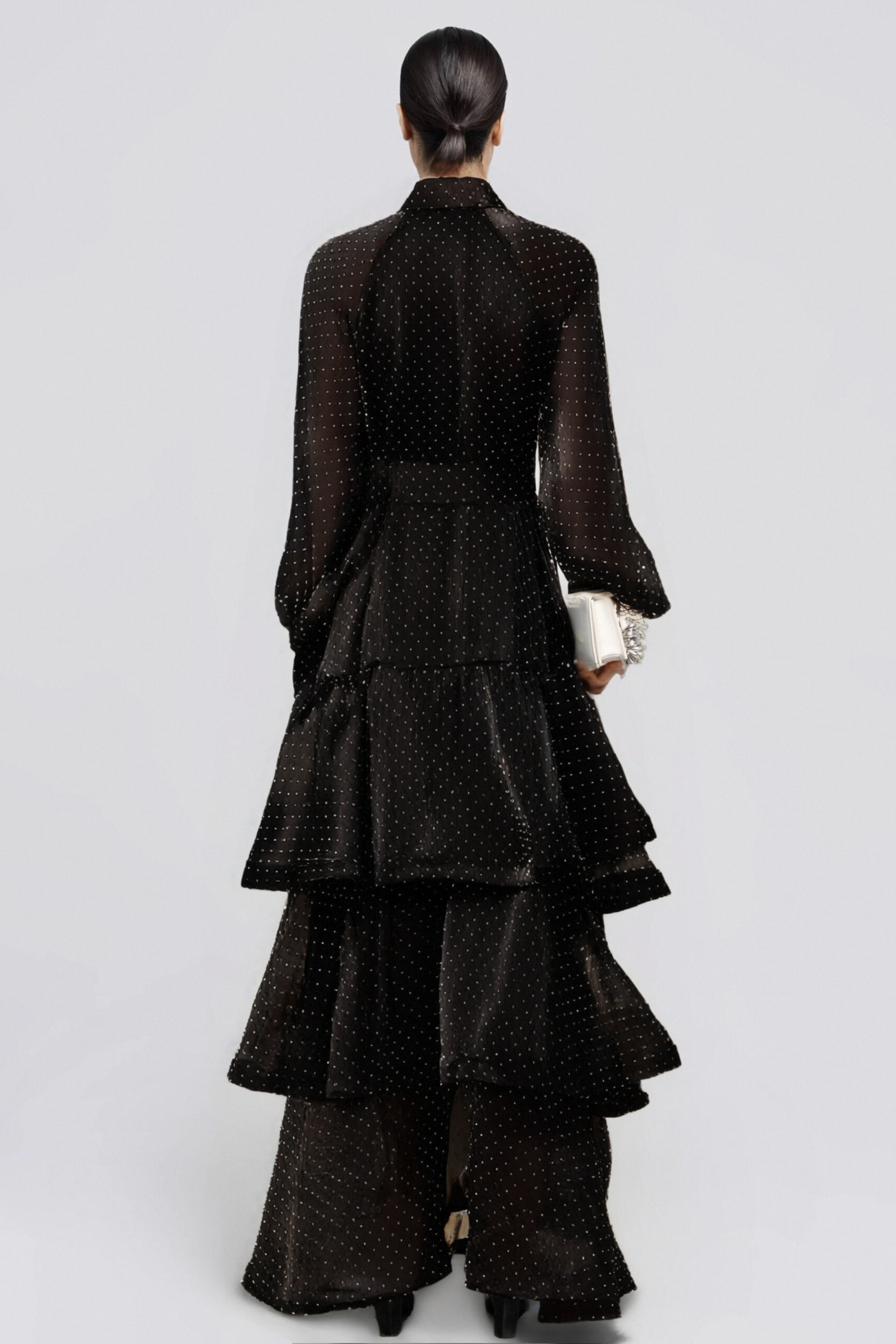 Elegant Black Polka Dot Tiered Midi Dress for Women - Perfect for Casual Outings, Date Nights & Summer Parties