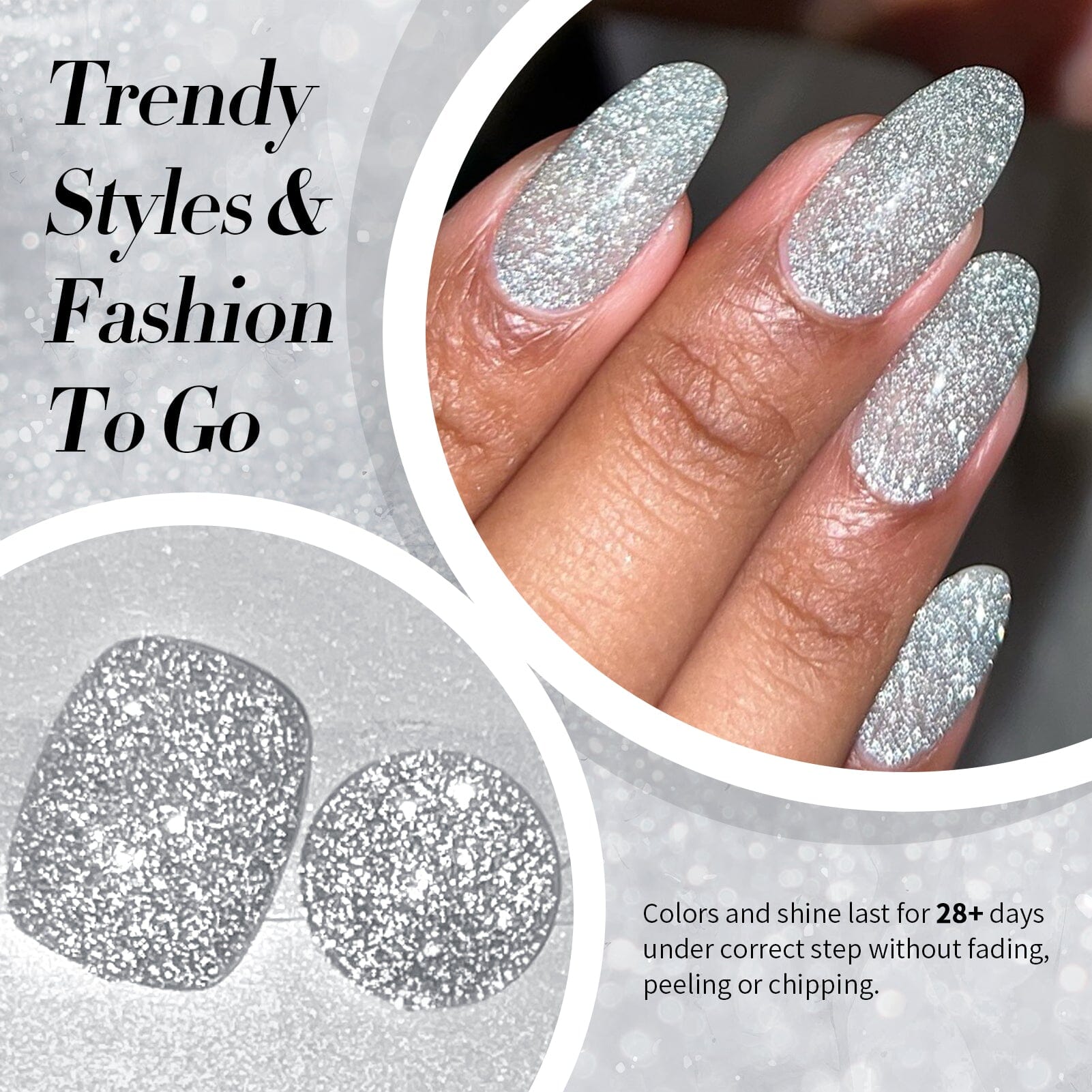 15ml Silver Flash Reflective Glitter Gel Nail Polish - Long Lasting UV/LED Cured Manicure for Parties & Special Occasions