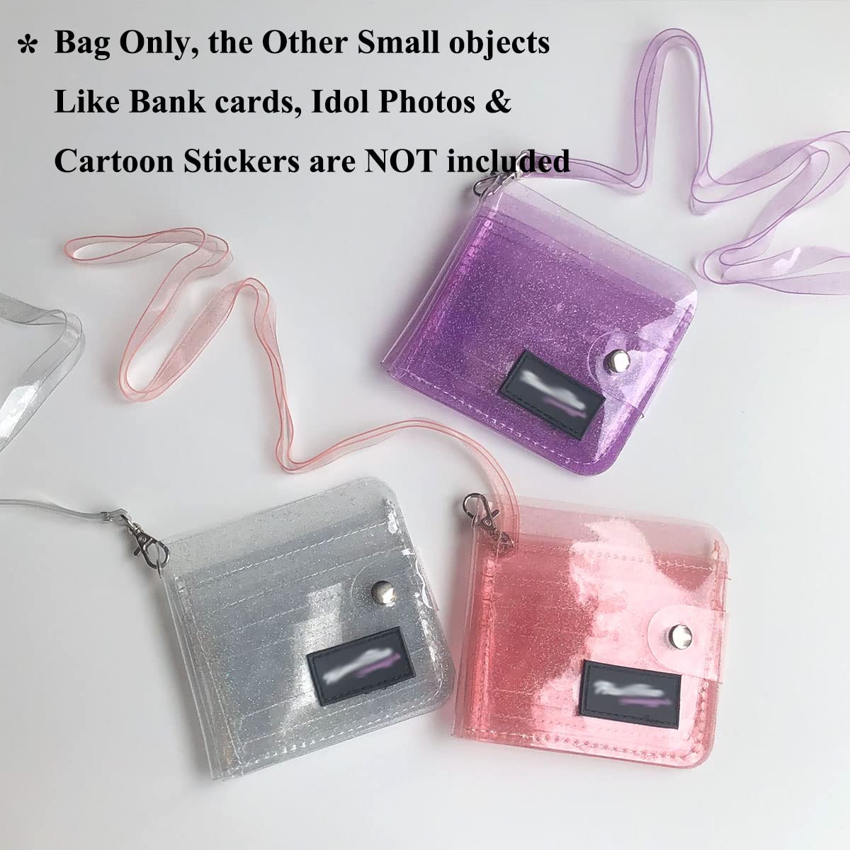 2 Pack Clear Bifold Wallet for Women - Cute PVC Jelly ID Card Holder with Neck Lanyard, Small Purse for Girls (Pink) - Perfect for Travel, Work, and Everyday Use