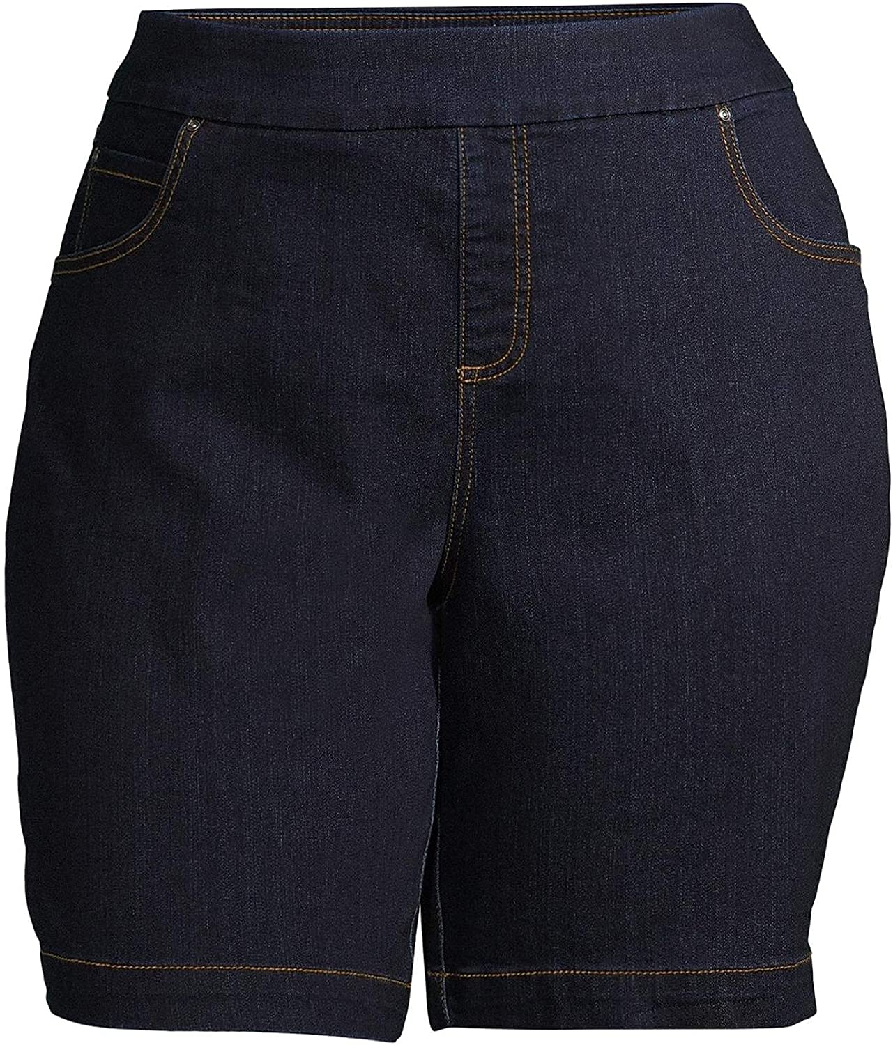 Jack David Women's Plus Size Stretch Denim Shorts - Blue Black Washed High Waist Comfort Fit for Casual Wear & Summer Outfits